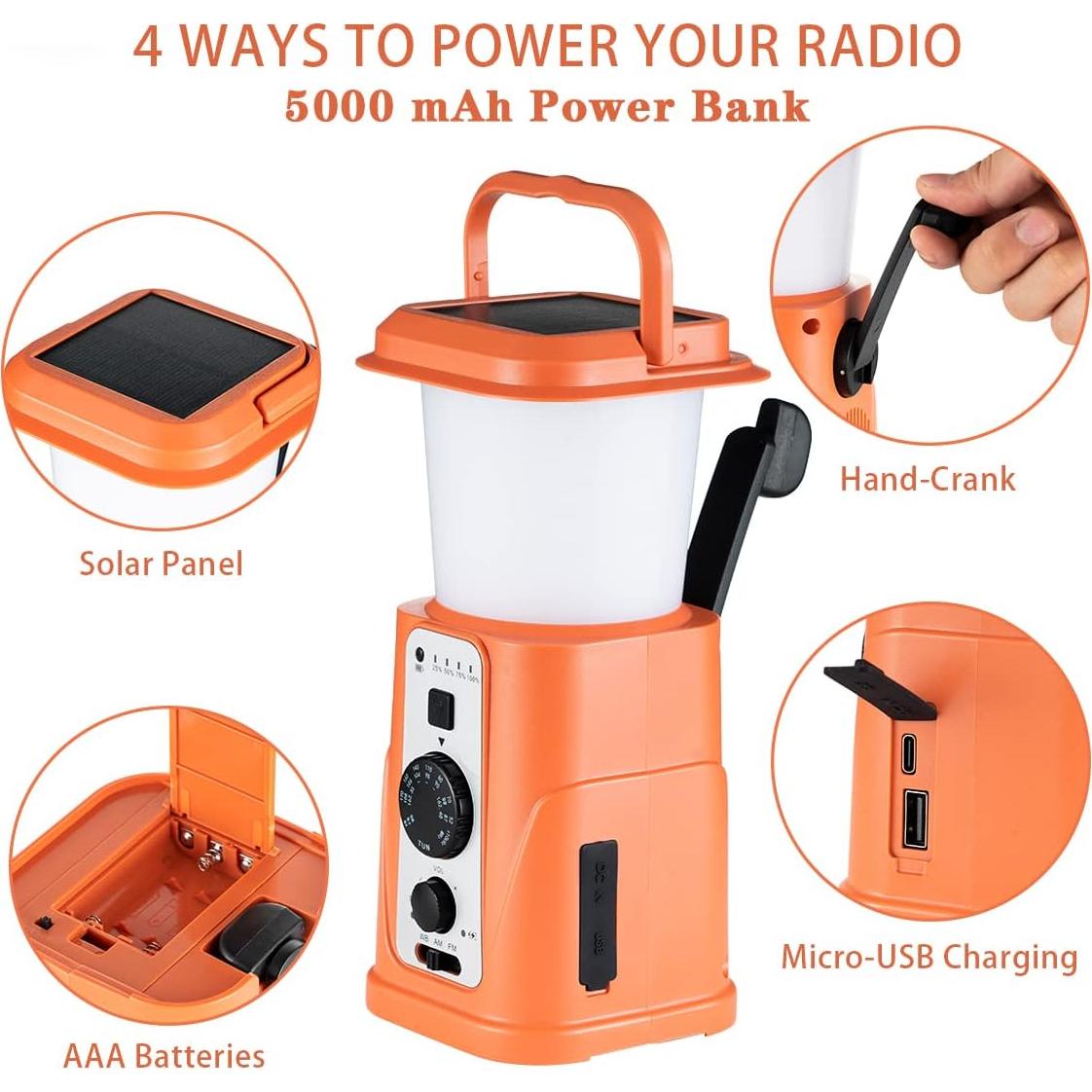 Linterna de Camping Greatone 5000mAh con Radio NOAA y Cargador USB