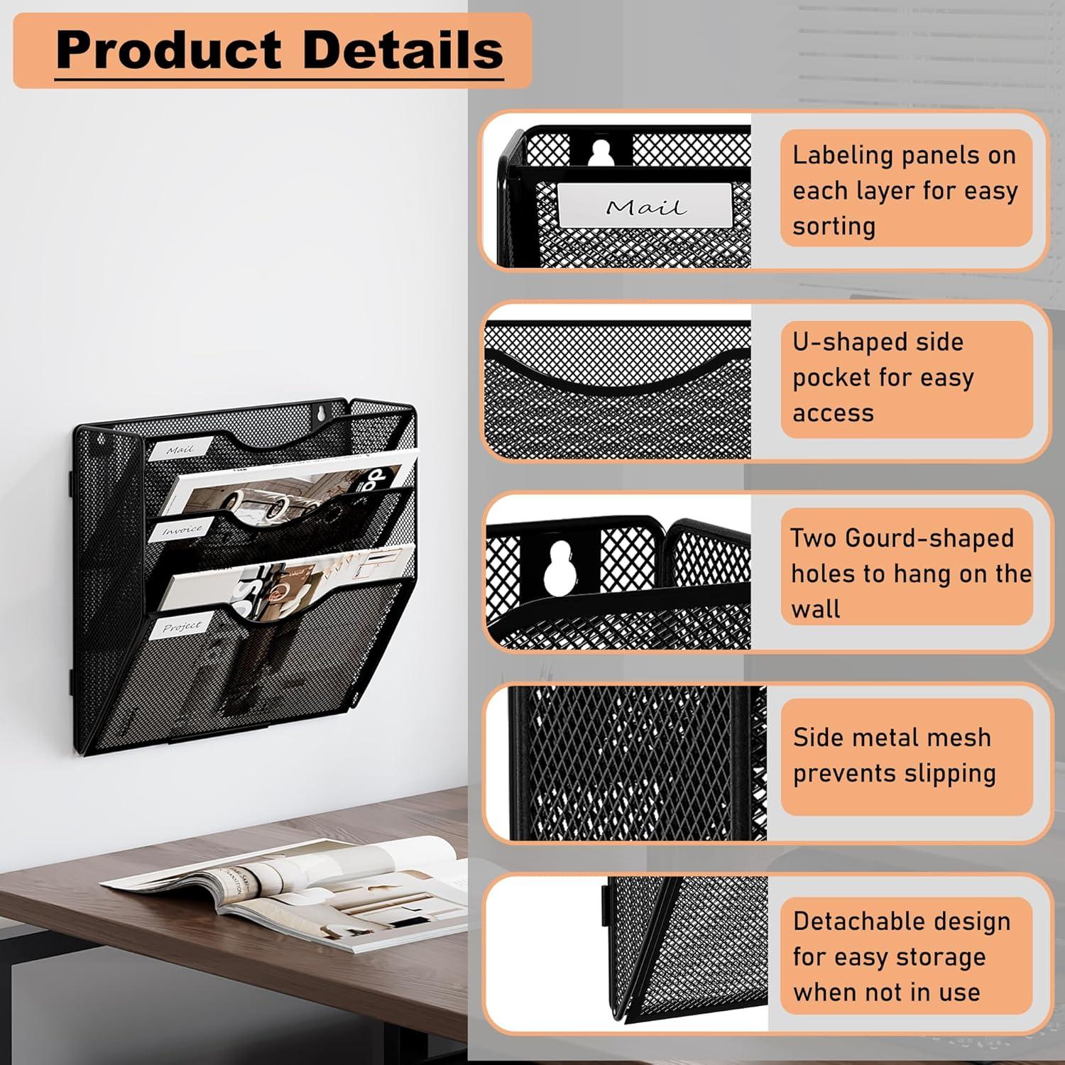 Organizador de Archivos de Pared Shenghong 3 Niveles Negro