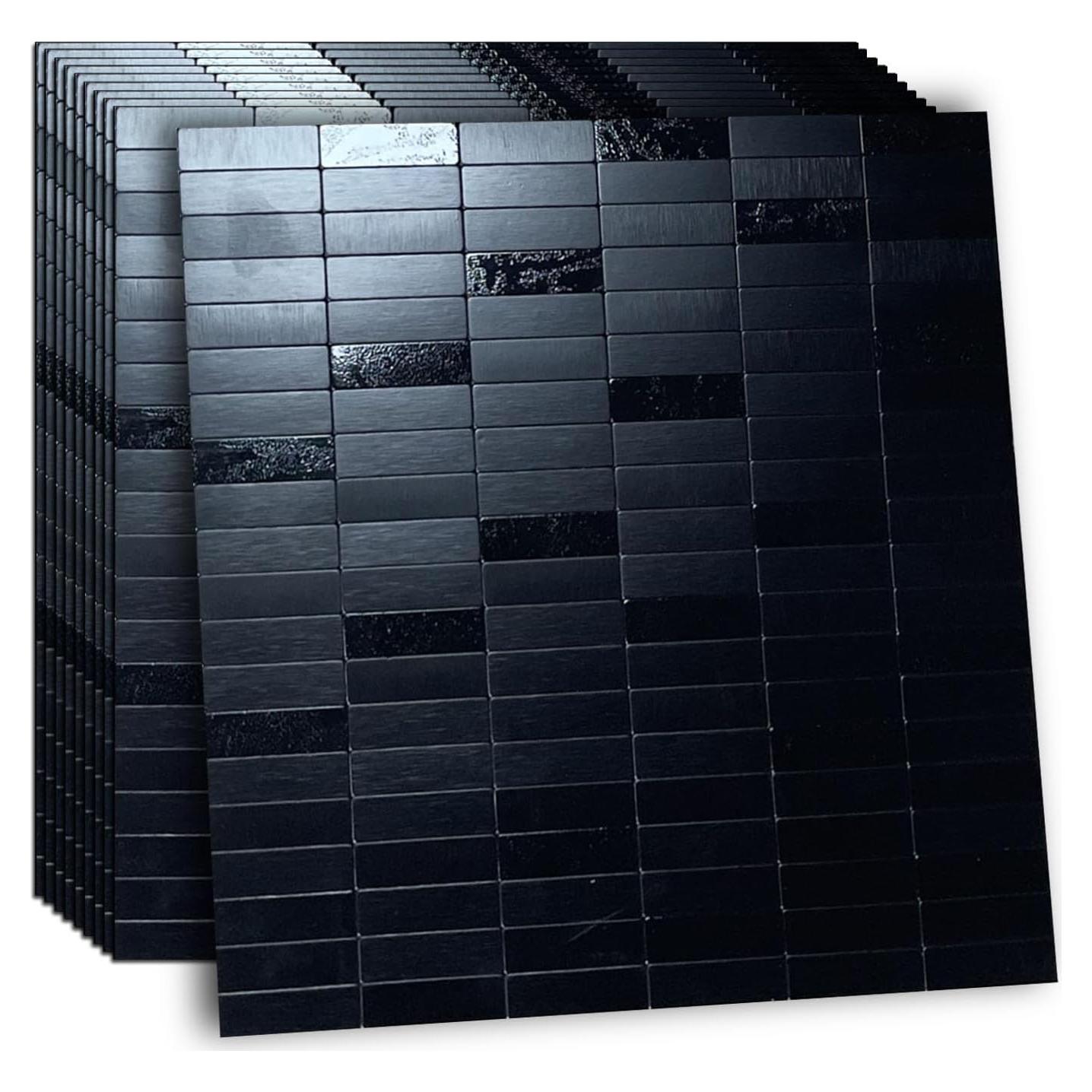 Azulejo Autoadhesivo XUANINY 28.8x30.2 cm Negro Cepillado