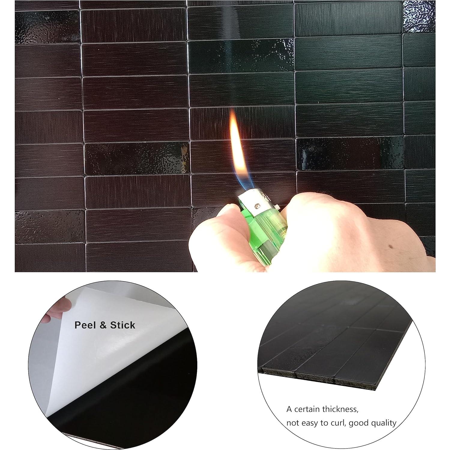 Azulejo Autoadhesivo XUANINY 28.8x30.2 cm Negro Cepillado