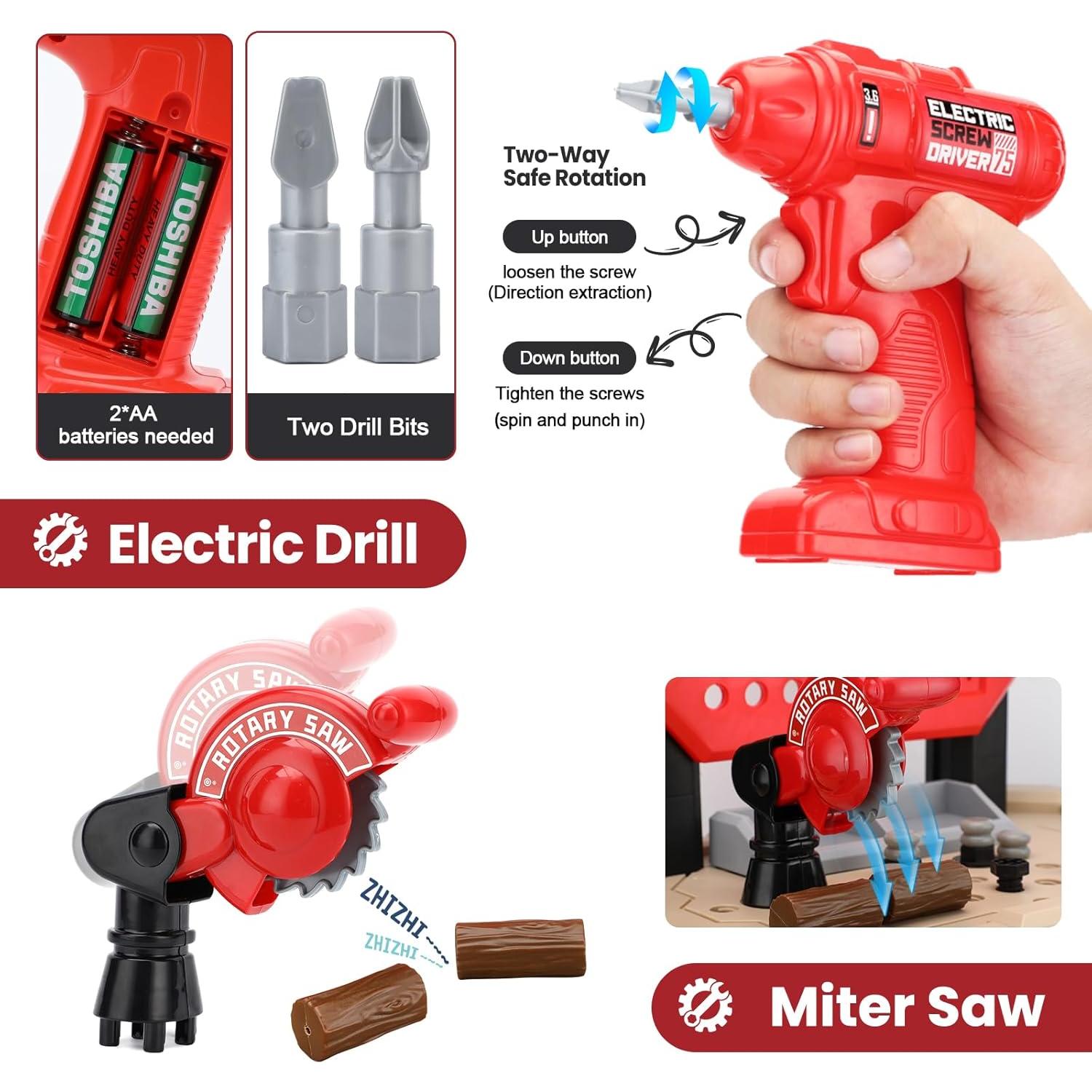 Banco de herramientas para niños Senekoy con 78 piezas