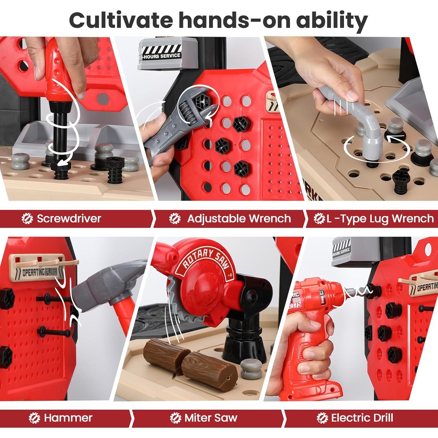 Banco de herramientas para niños Senekoy con 78 piezas