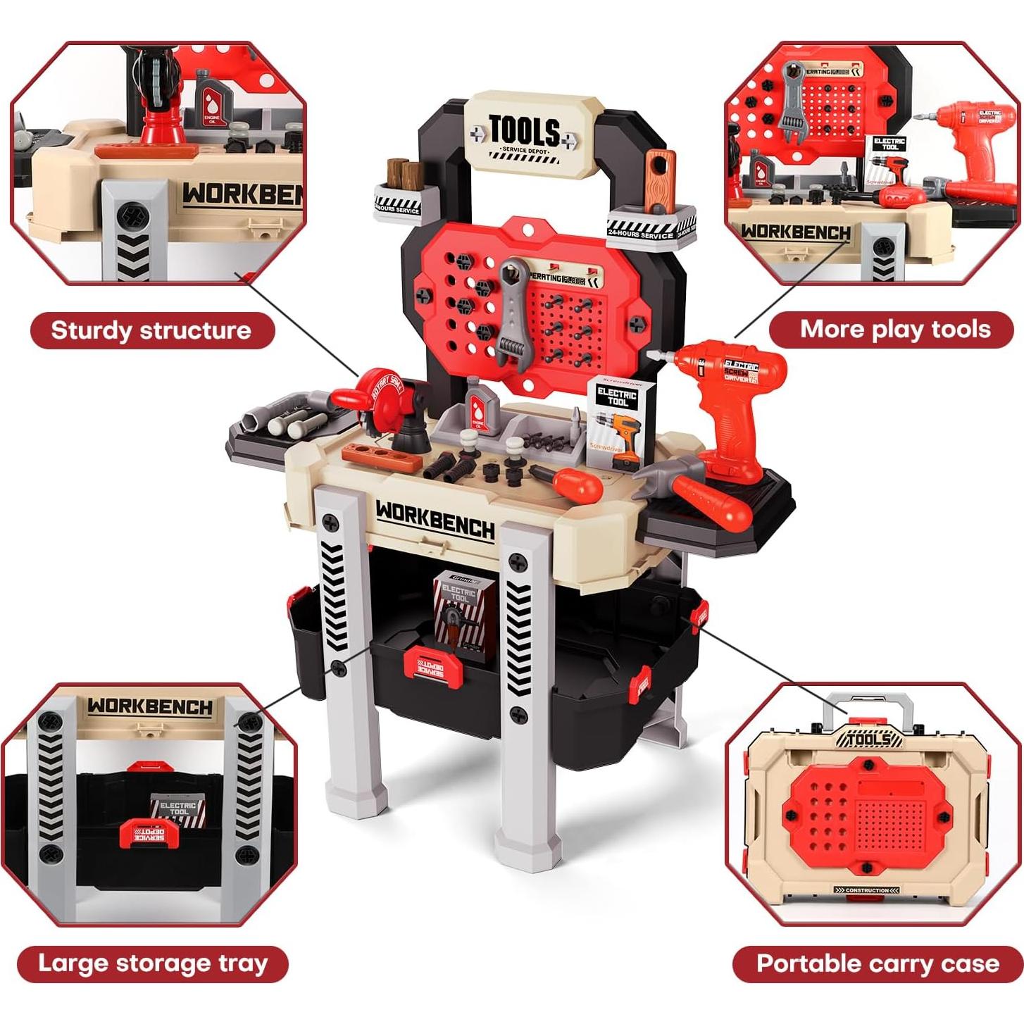 Banco de herramientas para niños Senekoy con 78 piezas