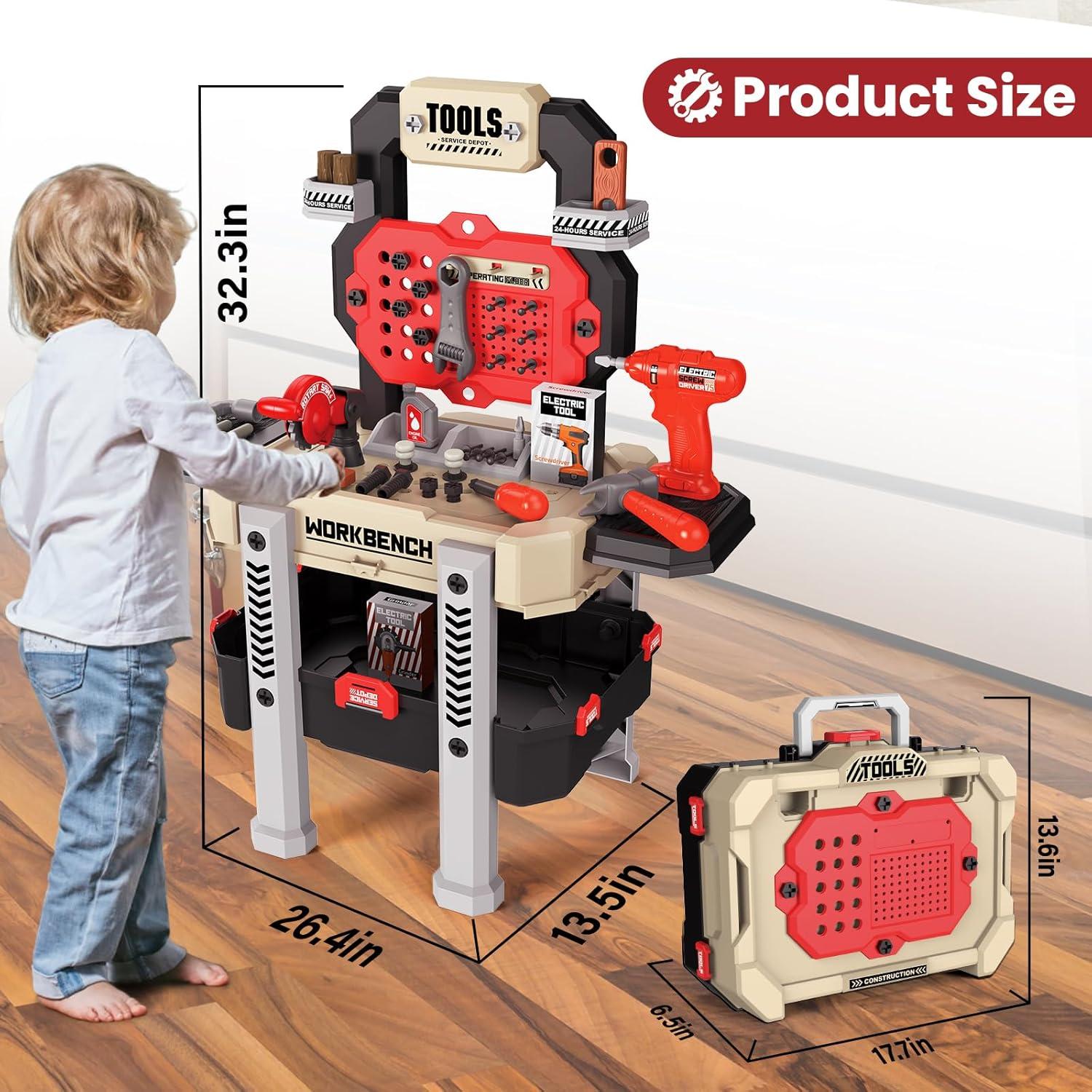 Banco de herramientas para niños Senekoy con 78 piezas