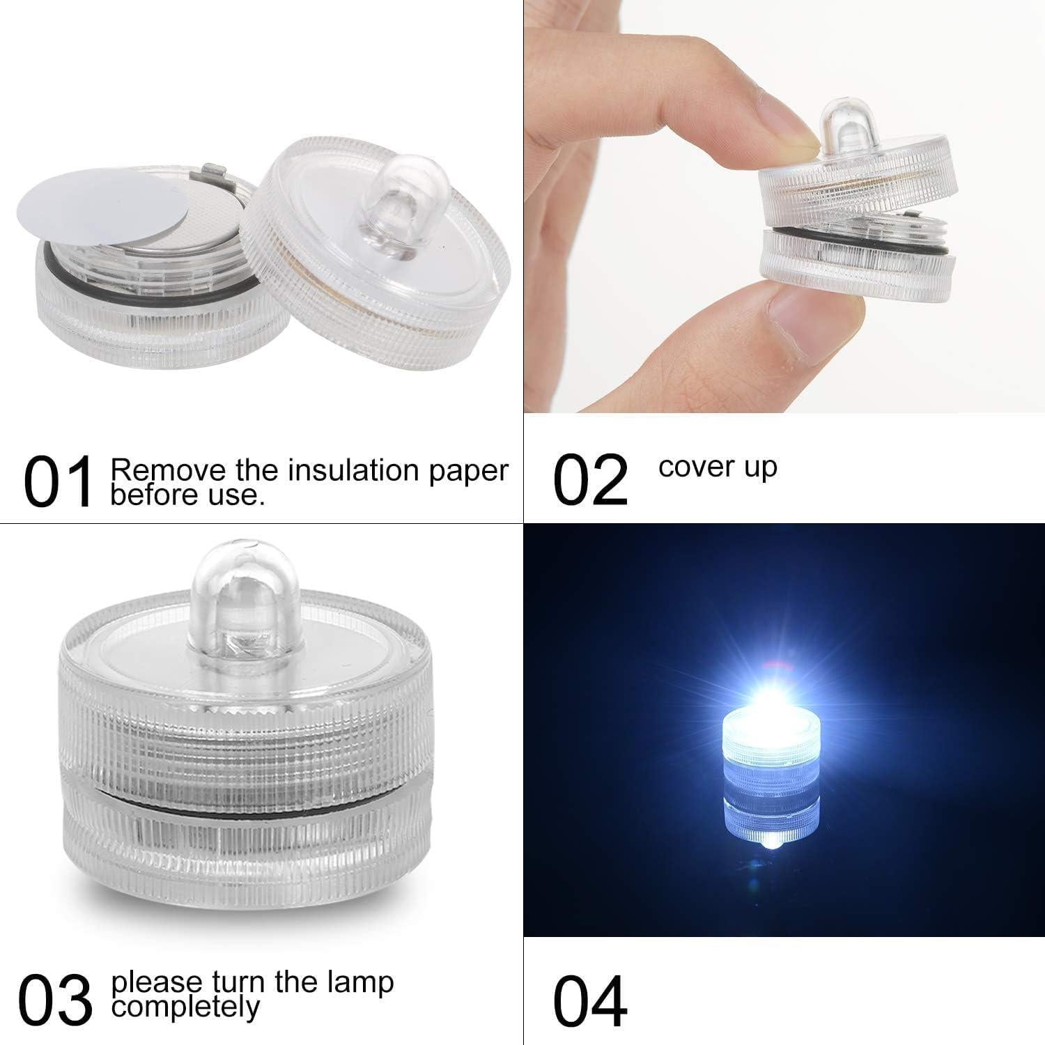 Luces LED Sumergibles SHYMERY, 12 Piezas, 48 Horas Luz Blanca