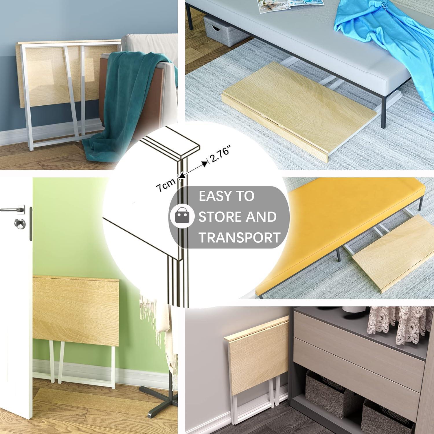 Escritorio Plegable 4NM DD002-XZ Natural y Blanco 80x45 cm