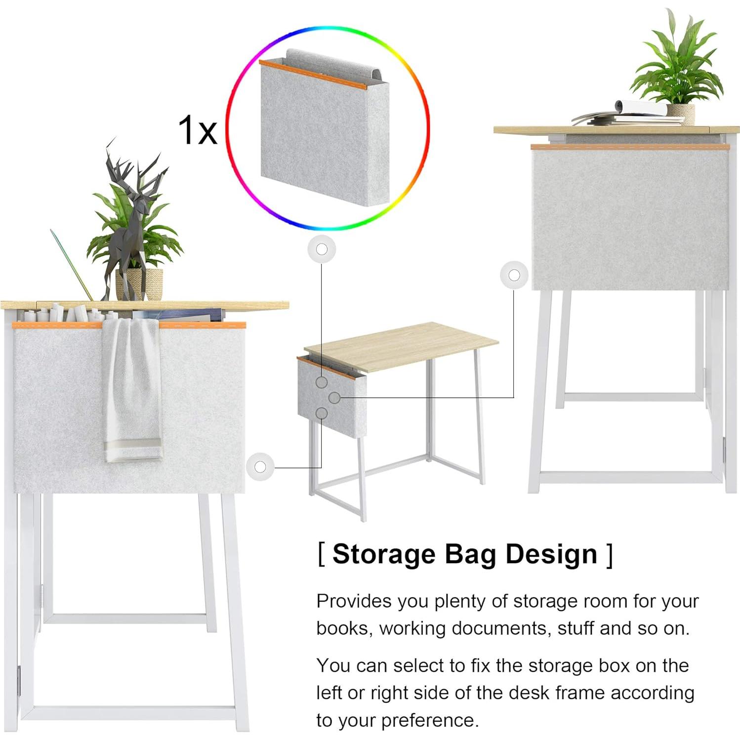 Escritorio Plegable 4NM DD002-XZ Natural y Blanco 80x45 cm