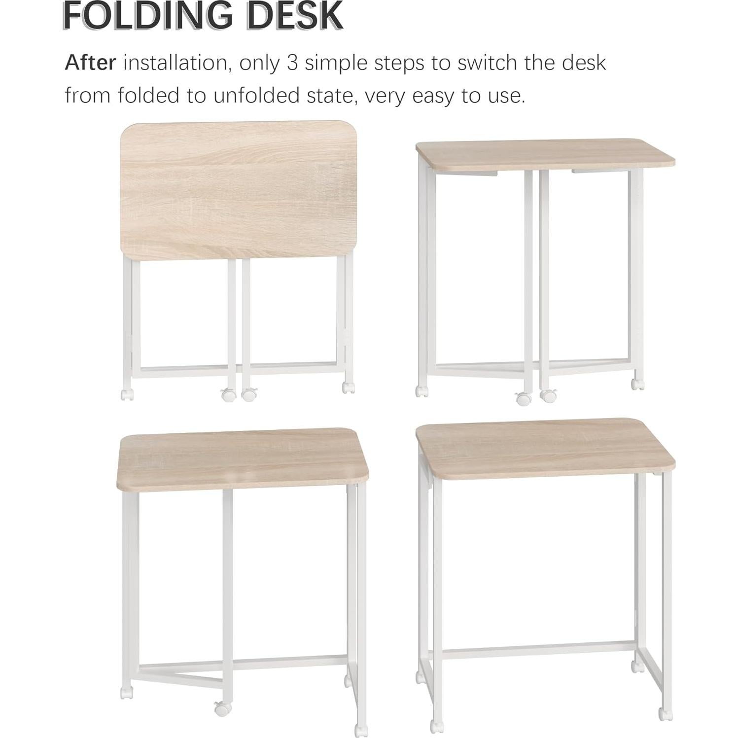 Escritorio Móvil Plegable 4NM 60 cm Natural y Blanco