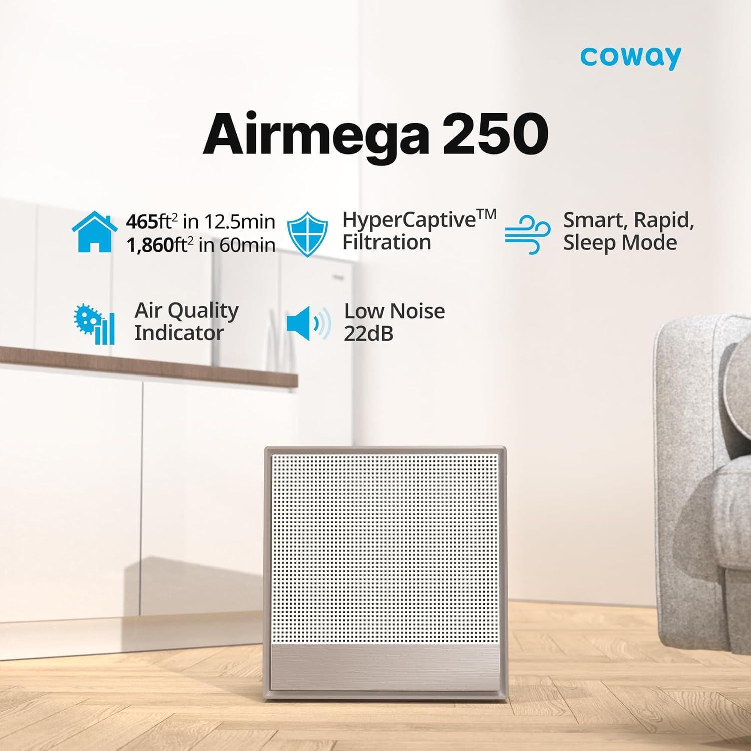 Purificador de Aire Coway Airmega 250 para Habitaciones 86.1 m²