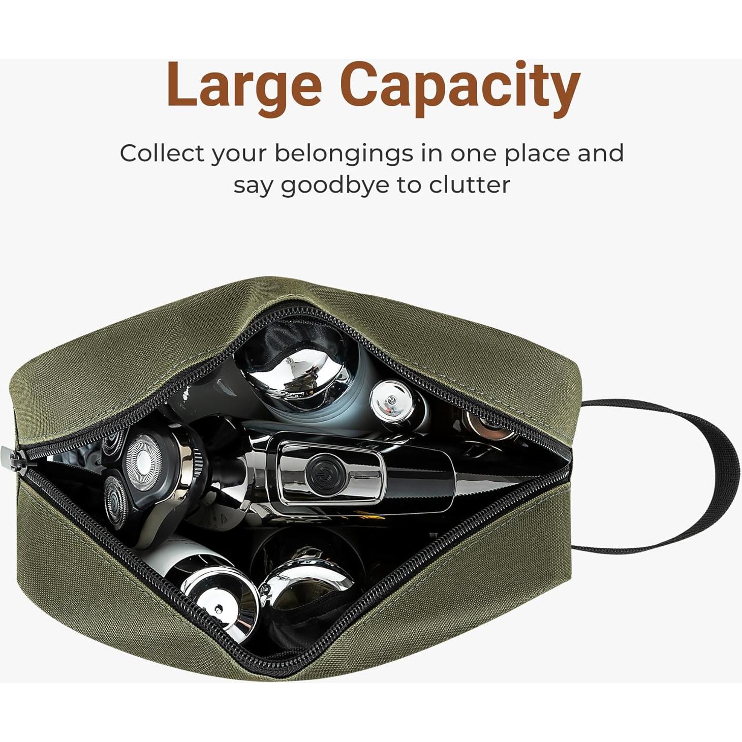 Bolsa de Aseo de Viaje Elviros Unisex Verde Militar 21x7x15 cm