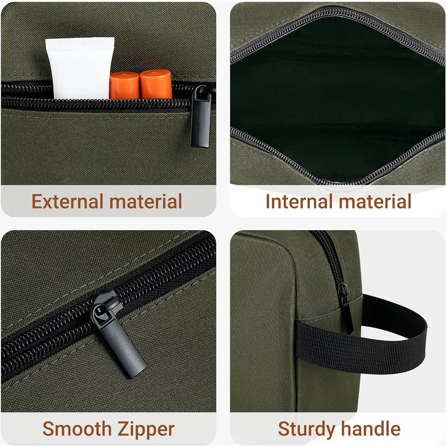 Bolsa de Aseo de Viaje Elviros Unisex Verde Militar 21x7x15 cm