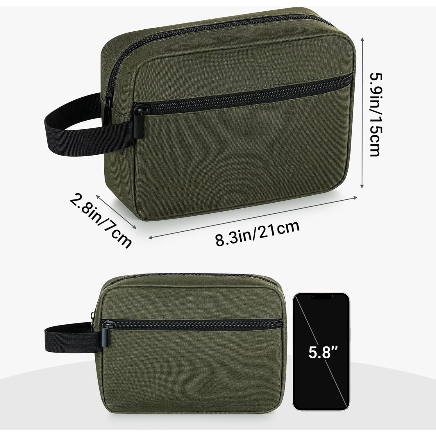 Bolsa de Aseo de Viaje Elviros Unisex Verde Militar 21x7x15 cm