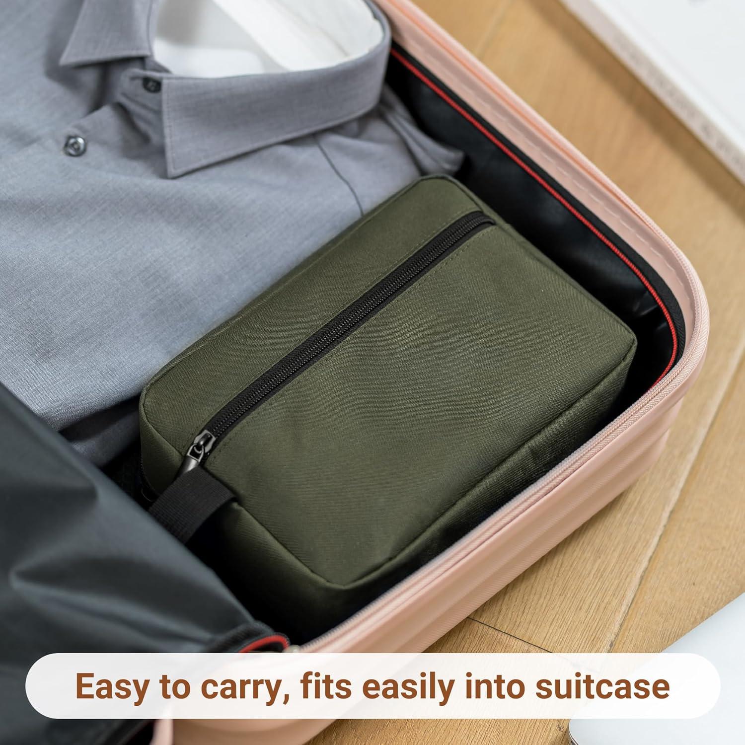 Bolsa de Aseo de Viaje Elviros Unisex Verde Militar 21x7x15 cm