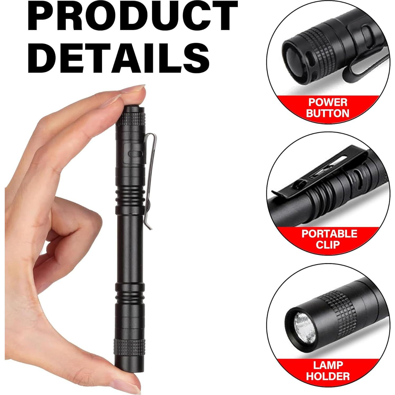 Linterna de bolígrafo LED GaiGaiMall, paquete de 4, alta calidad