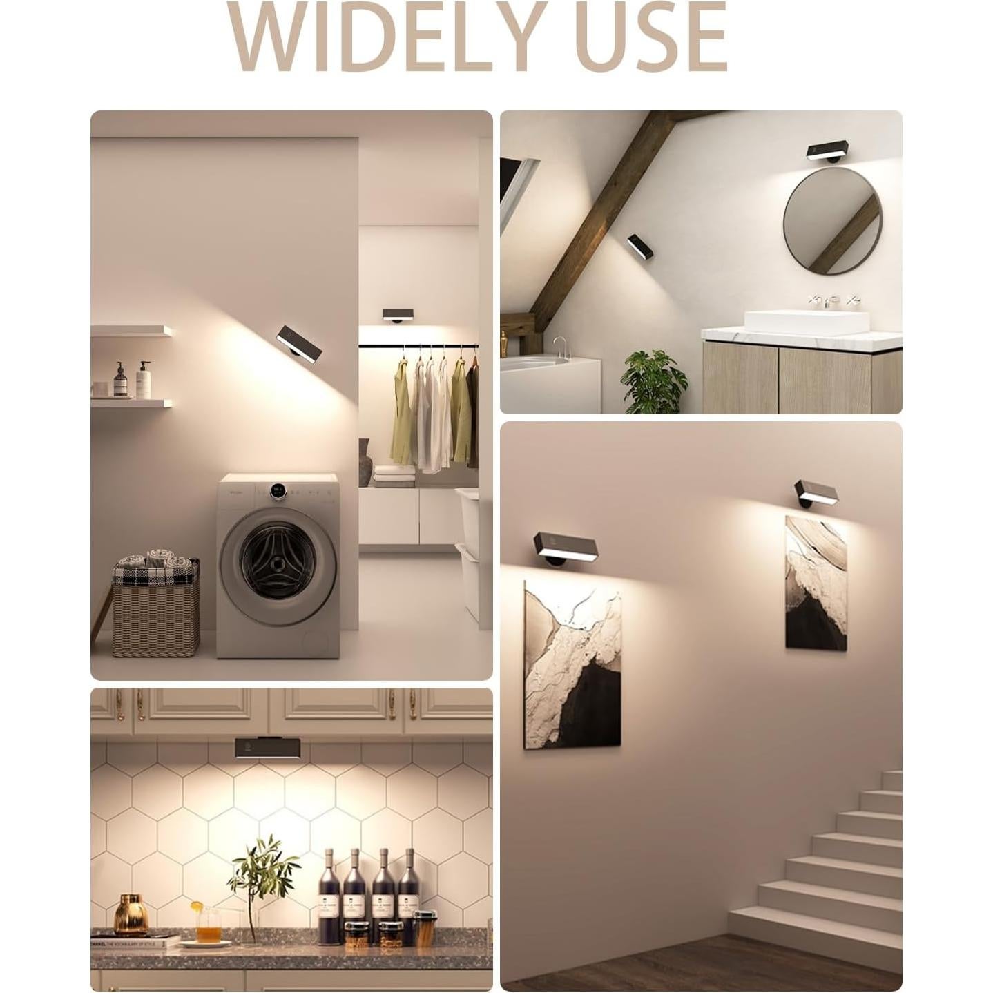 Aplique de Pared Recargable DetarZinLED Negro 50 LEDs 360°