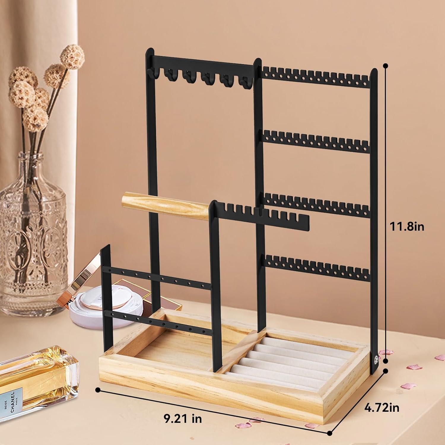 Organizador de Joyería DreamGenius Negro 4 Niveles con Soporte para Anillos