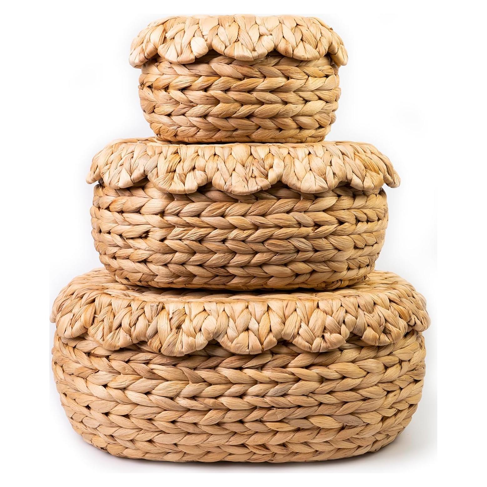 Juego de 3 Cestas de Almacenamiento KOLWOVEN de Jacinto de Agua