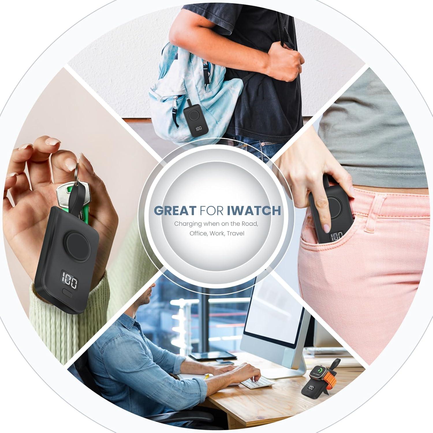 Cargador Portátil Inalámbrico Apple Watch 2500mAh Negro