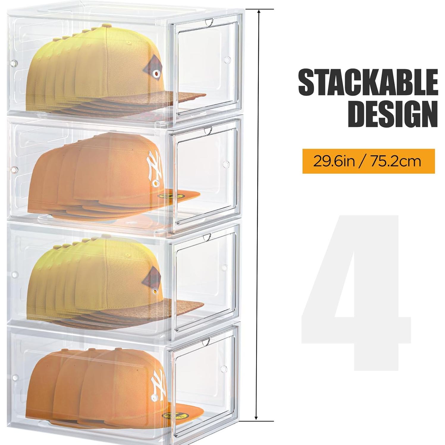 Caja Organizadora de Sombreros SCAVATA, 4 Paquete, Transparente