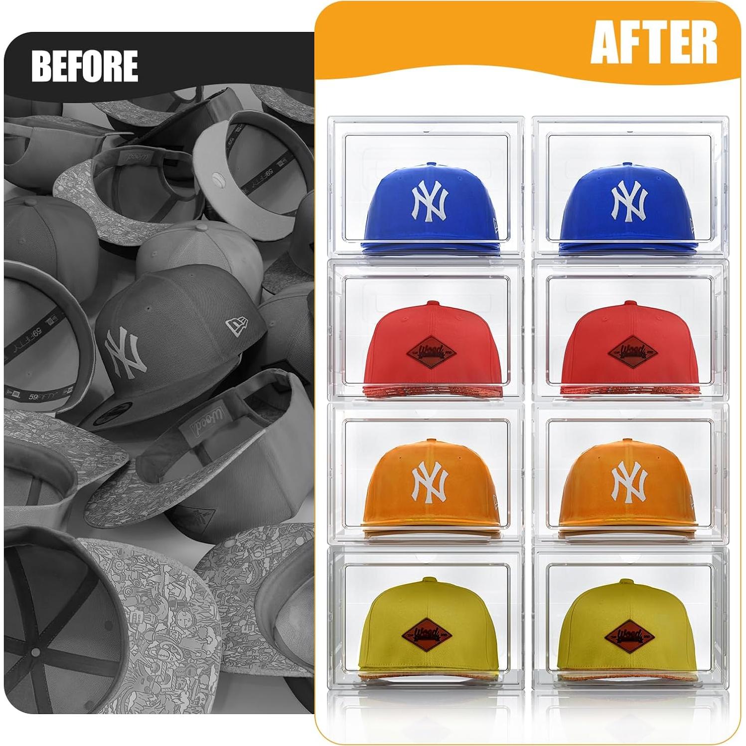 Caja Organizadora de Sombreros SCAVATA, 4 Paquete, Transparente