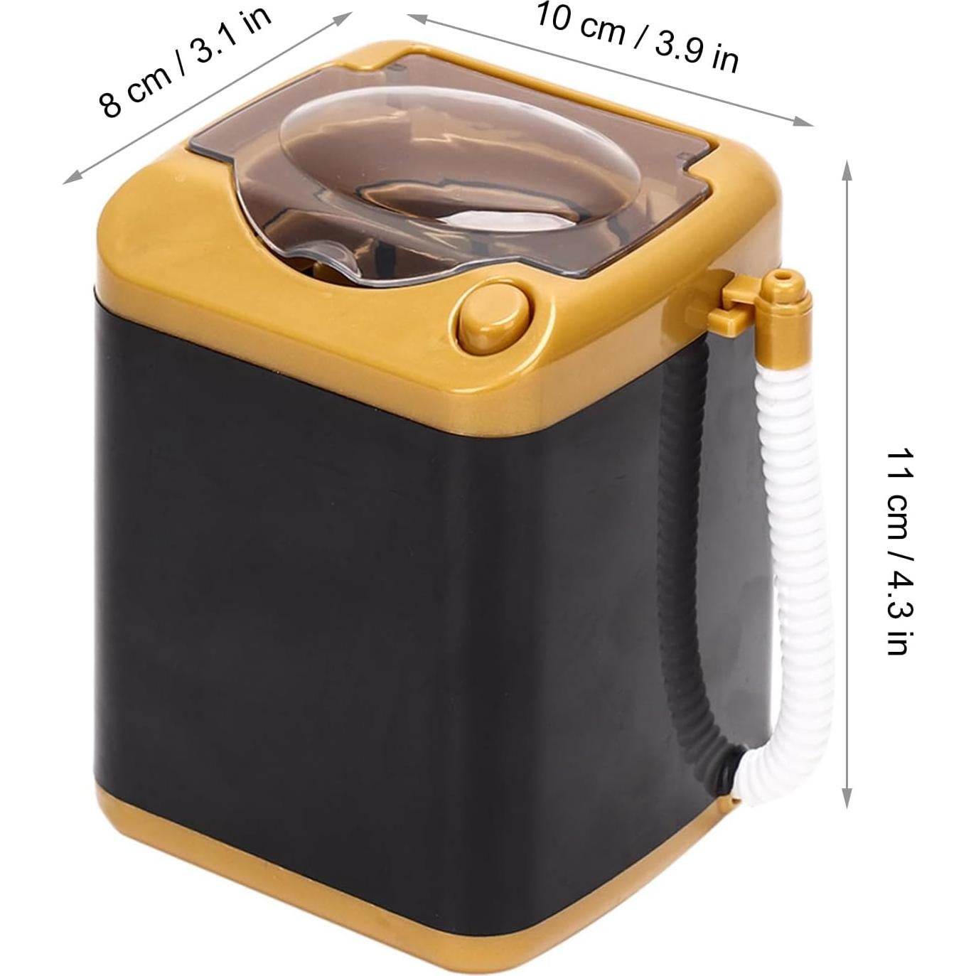 Electric Mini Washing Machine, Mini Simulation Washing Machine Cosmetic Tool Cleansing Machine Children Toy Gift, Gold