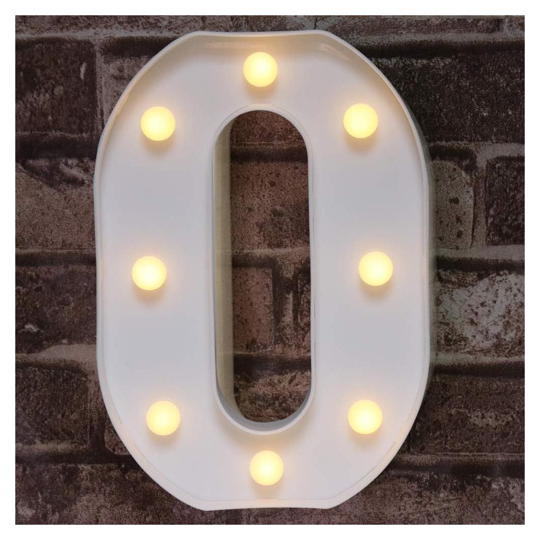 Número Decorativo LED Pooqla 0, Luz Marquee Plástico Blanco