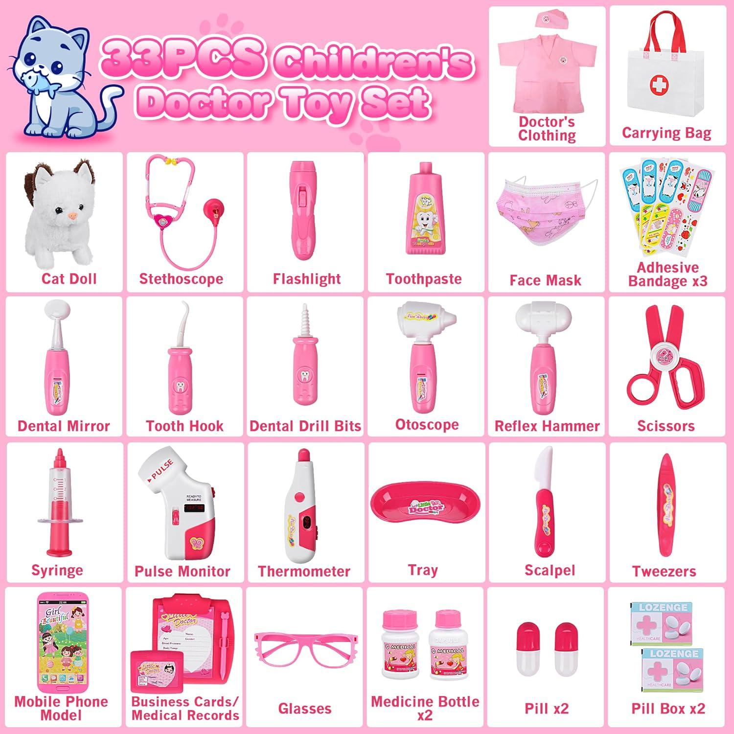 Kit de Doctor de Mascotas MR.TN 33 Piezas para Niños 3-8 Años