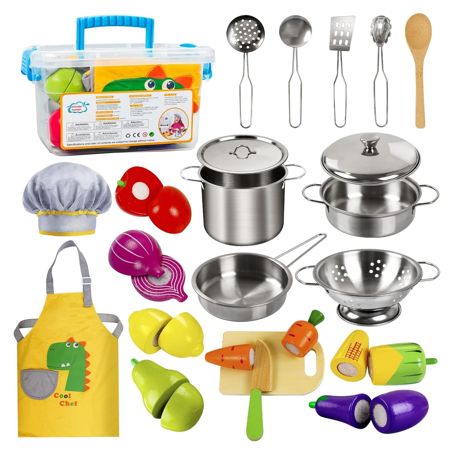 Juego de Cocina de Madera Sundaymot 23 Piezas para Niños