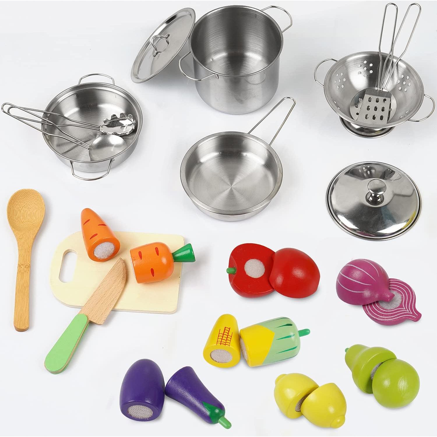 Juego de Cocina de Madera Sundaymot 23 Piezas para Niños