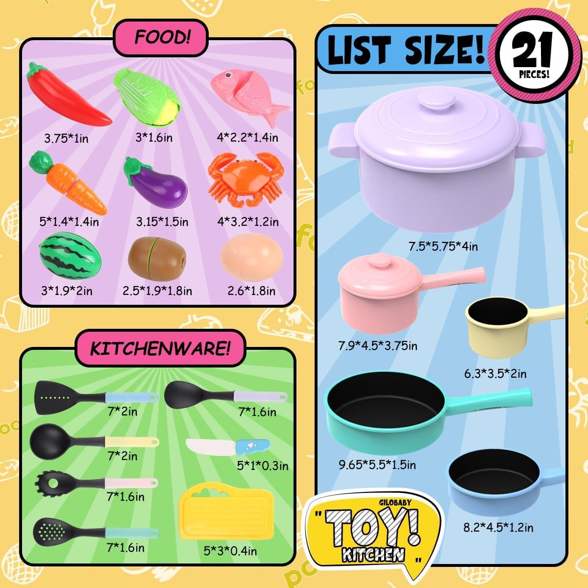 Juego de Cocina de Juguete GILOBABY Rosa con Utensilios