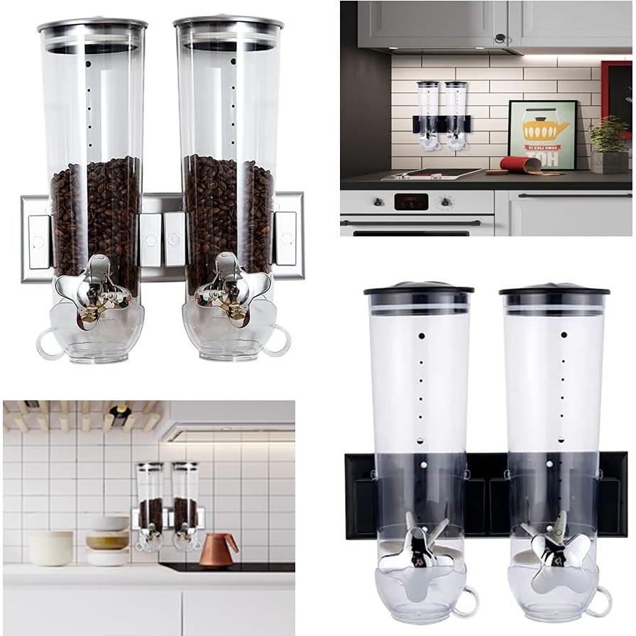 Dispensador de Cereal Montado en Pared 2L Negro - Control de Porciones