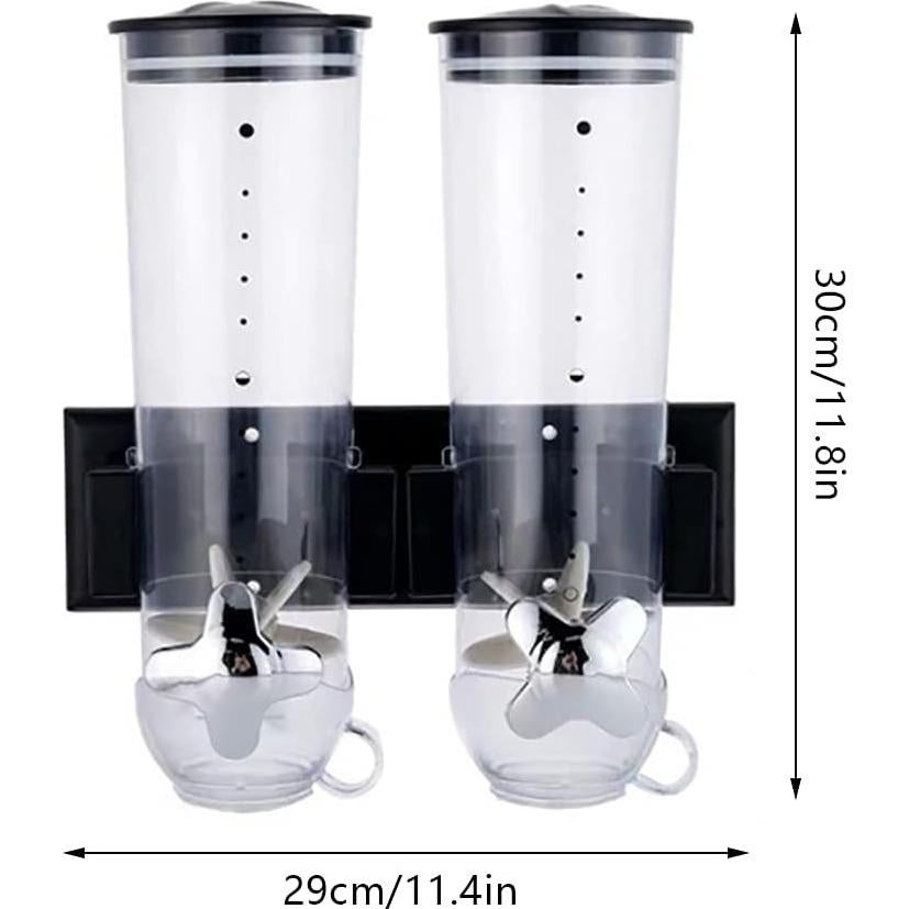 Dispensador de Cereal Montado en Pared 2L Negro - Control de Porciones