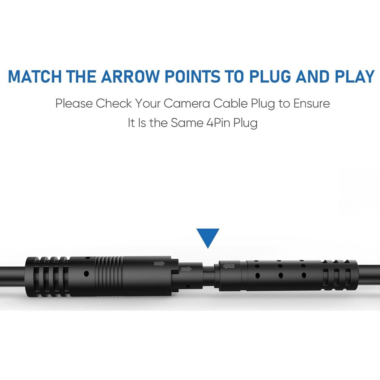 Cable de Extensión para Cámara de Respaldo YQMAJIM 1.52m 4 Pines Cobre Blindado