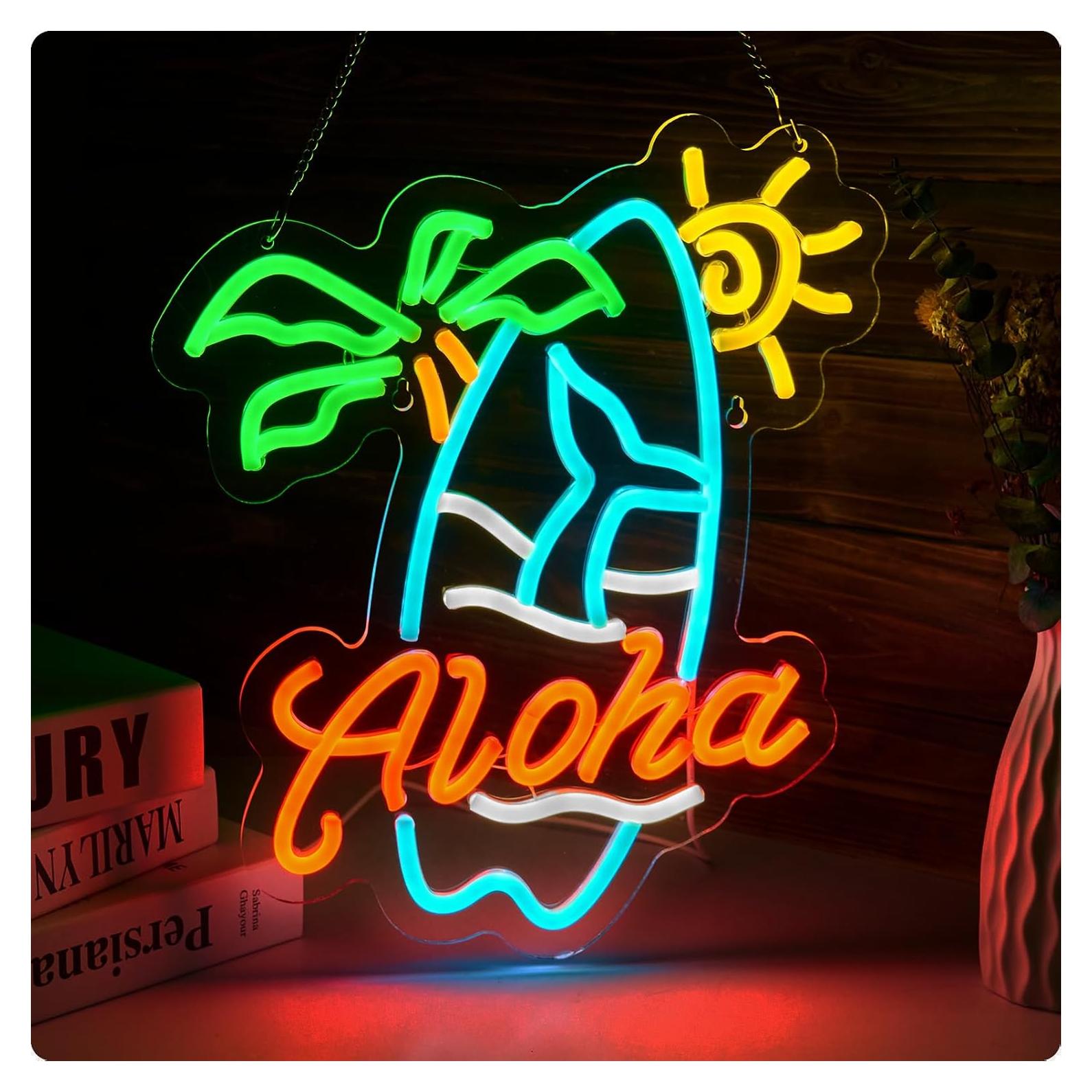 Cartel de Neón Aloha Tiki Bar 41.3x27.9 cm USB Dimmable
