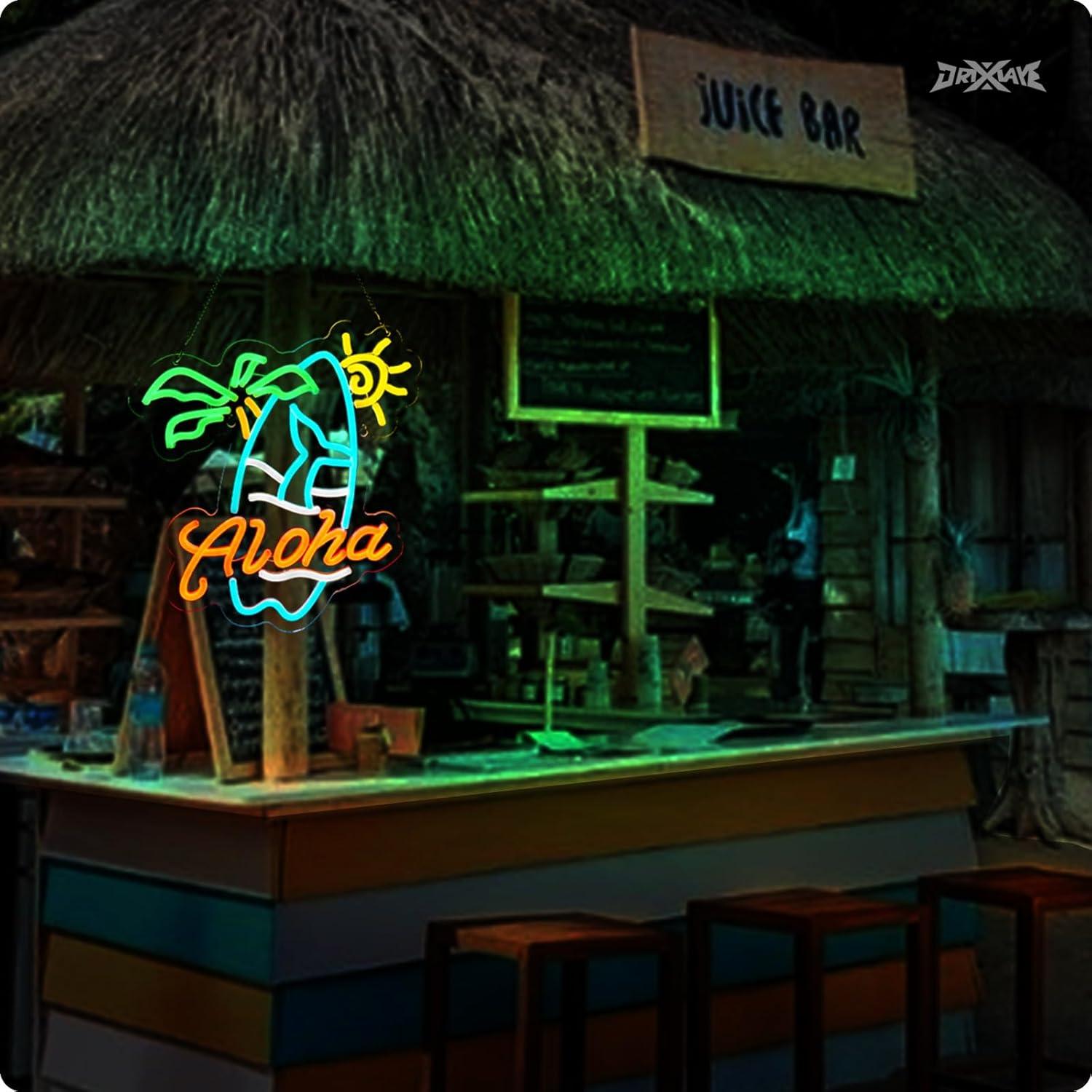 Cartel de Neón Aloha Tiki Bar 41.3x27.9 cm USB Dimmable