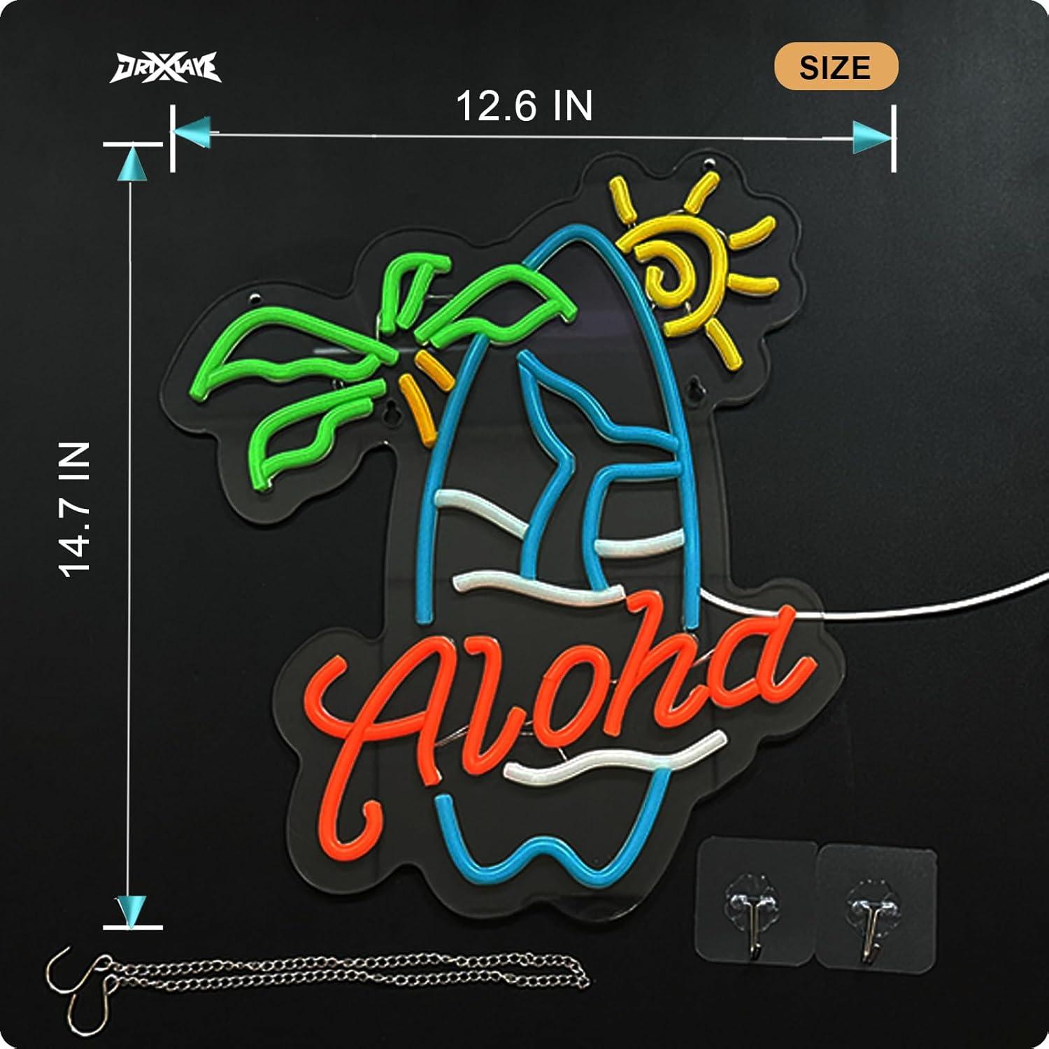 Cartel de Neón Aloha Tiki Bar 41.3x27.9 cm USB Dimmable