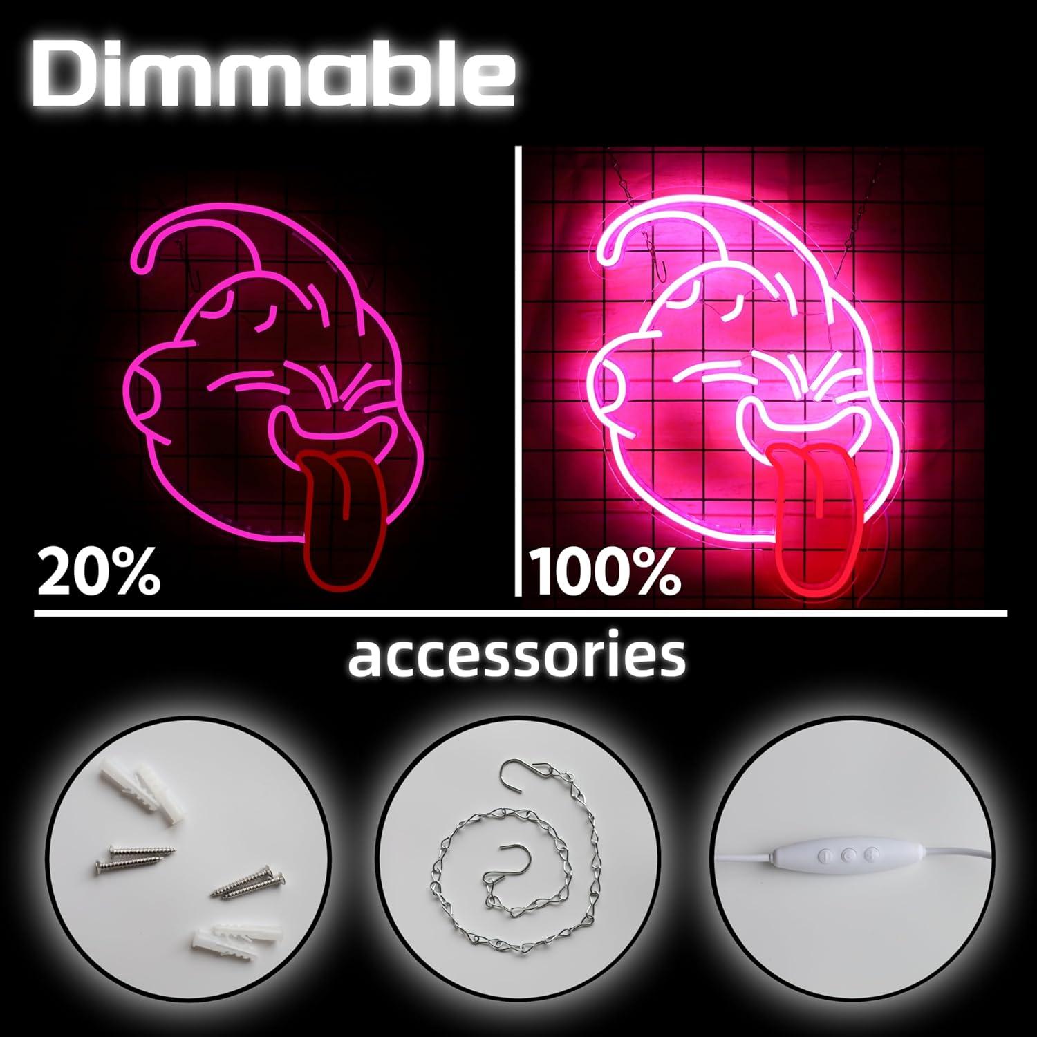 Luz de Neón LED Majin Buu Rosa para Decoración de Pared