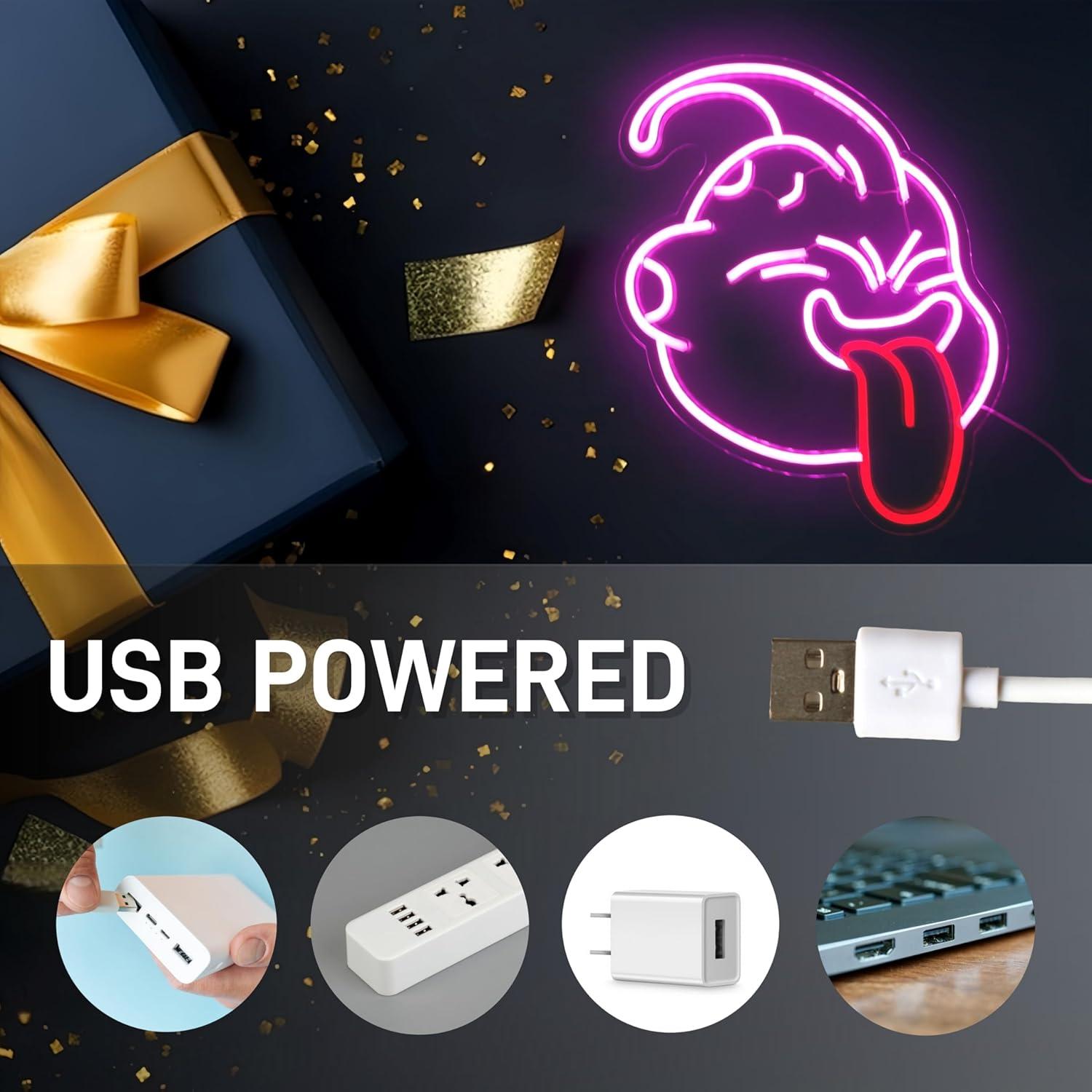 Luz de Neón LED Majin Buu Rosa para Decoración de Pared