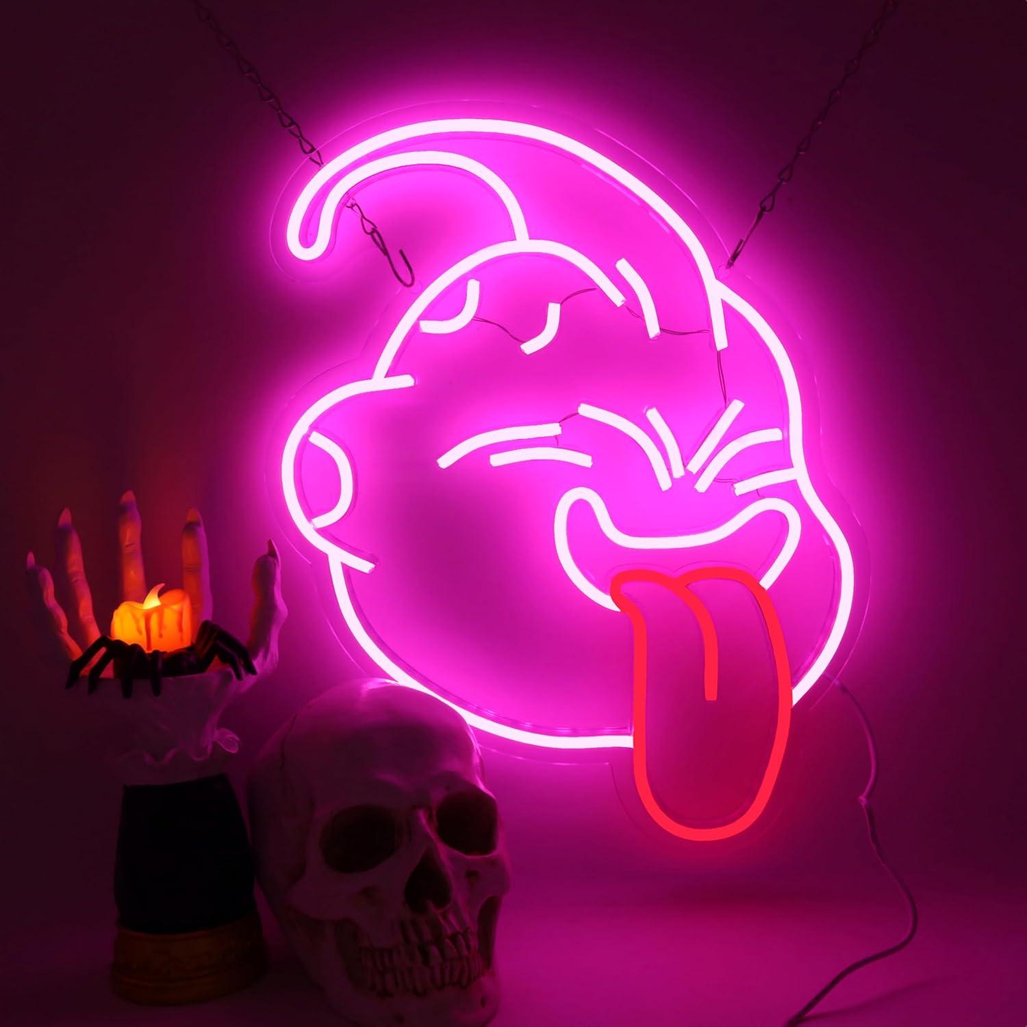 Luz de Neón LED Majin Buu Rosa para Decoración de Pared