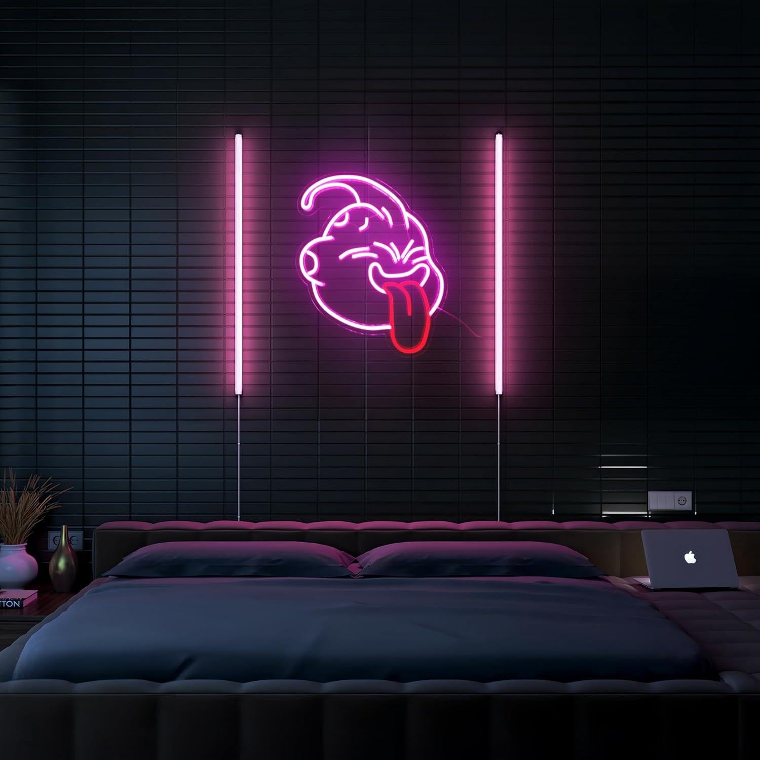 Luz de Neón LED Majin Buu Rosa para Decoración de Pared