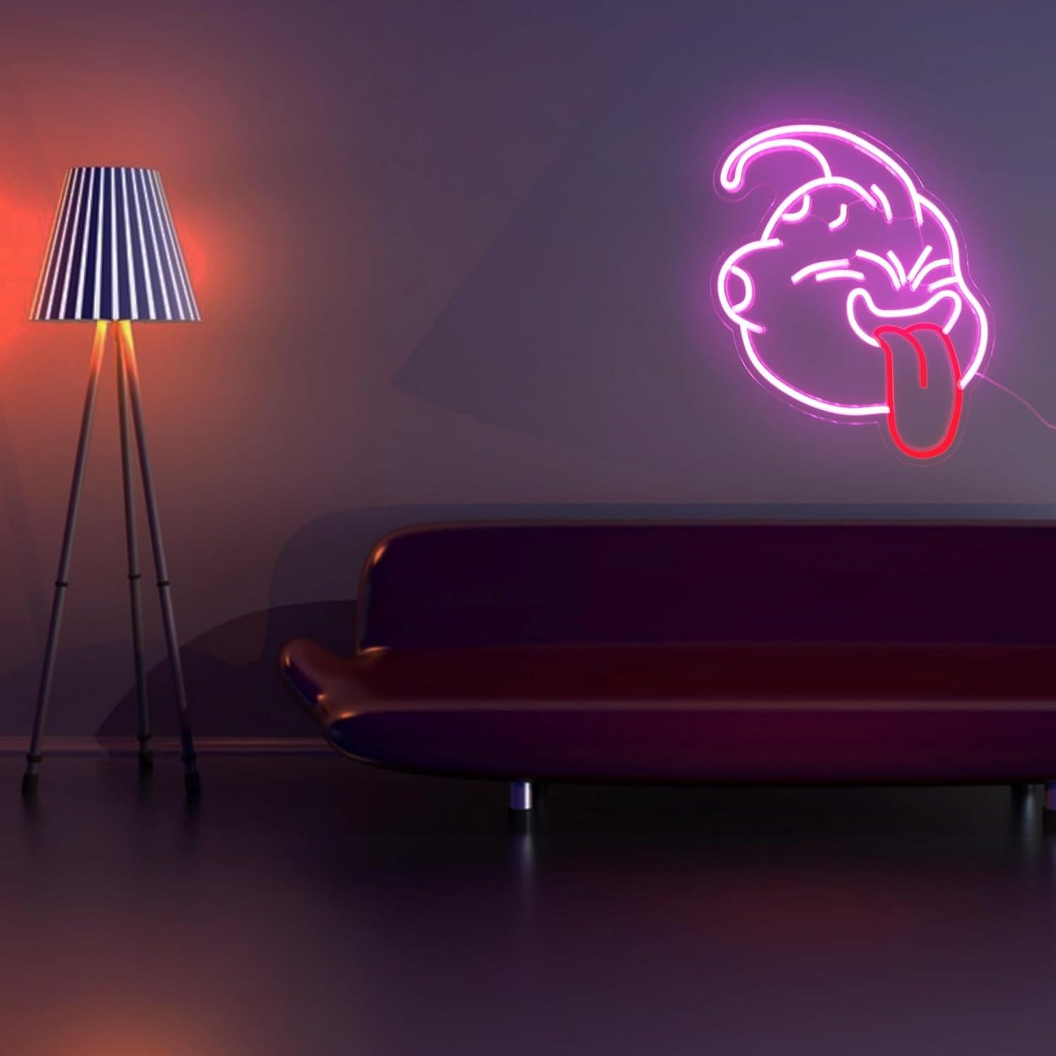 Luz de Neón LED Majin Buu Rosa para Decoración de Pared