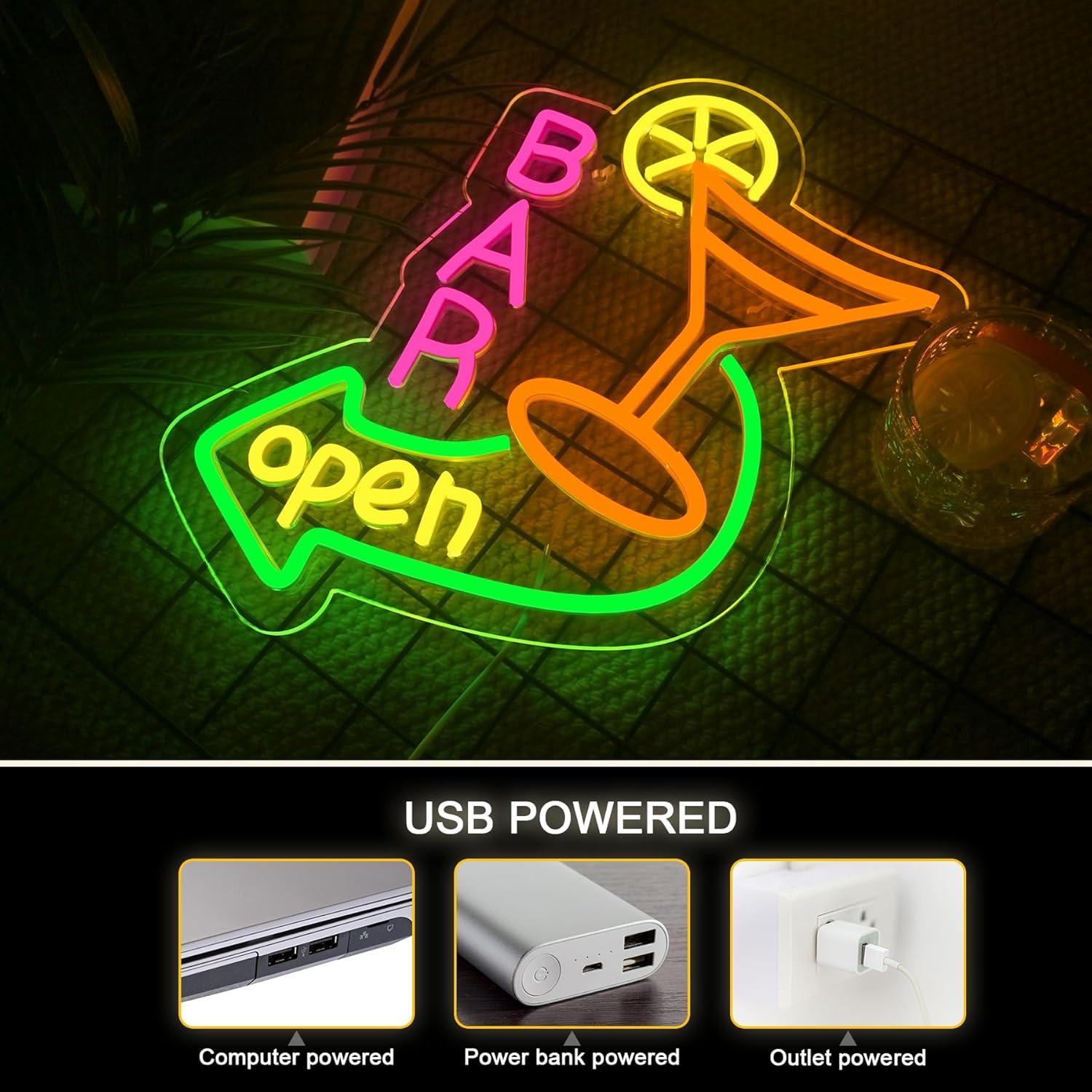 Cartel de Neón LED Abierto NOSUN 35.5x20.3cm Decoración