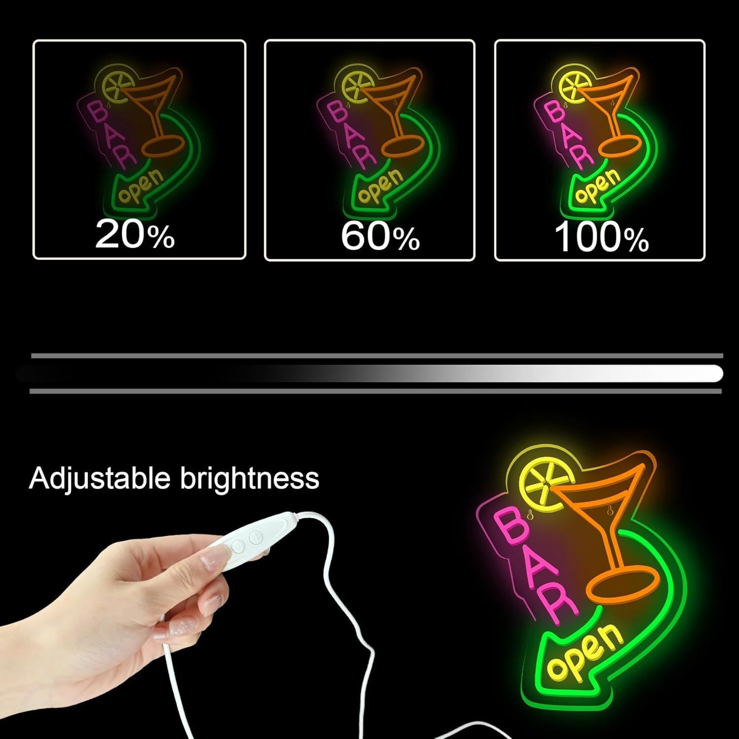 Cartel de Neón LED Abierto NOSUN 35.5x20.3cm Decoración