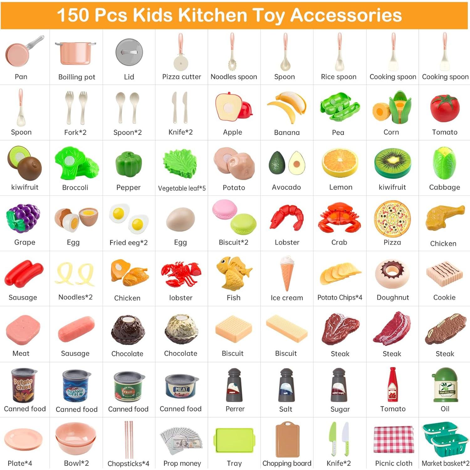 Juego de Cocina 150 Piezas JokerKing Rosa para Niños