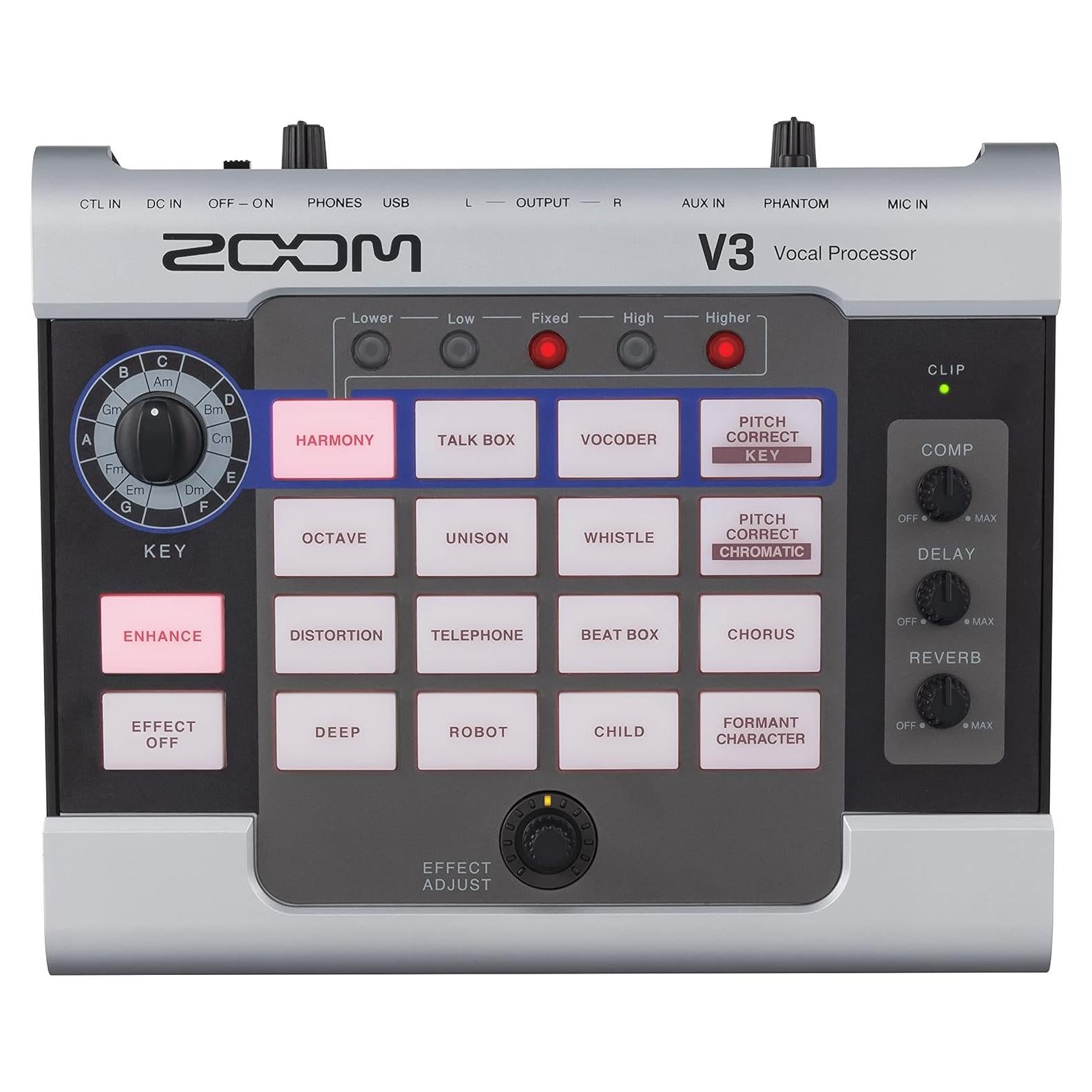 Procesador Vocal Zoom V3 - Efectos de Estudio, Batería