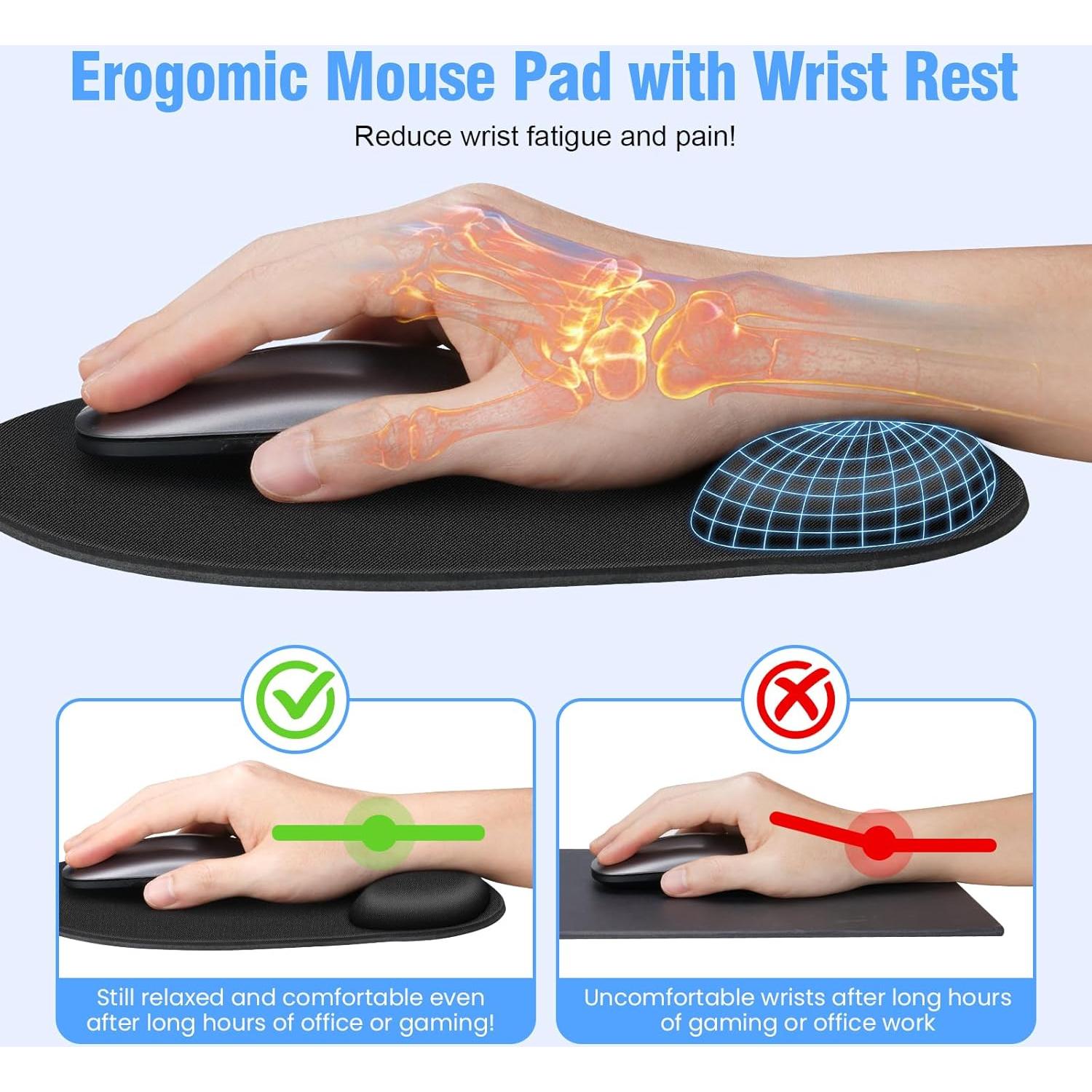 Alfombrilla de Ratón Ergonómica WECOOL con Reposamuñecas 24.9x23.1cm