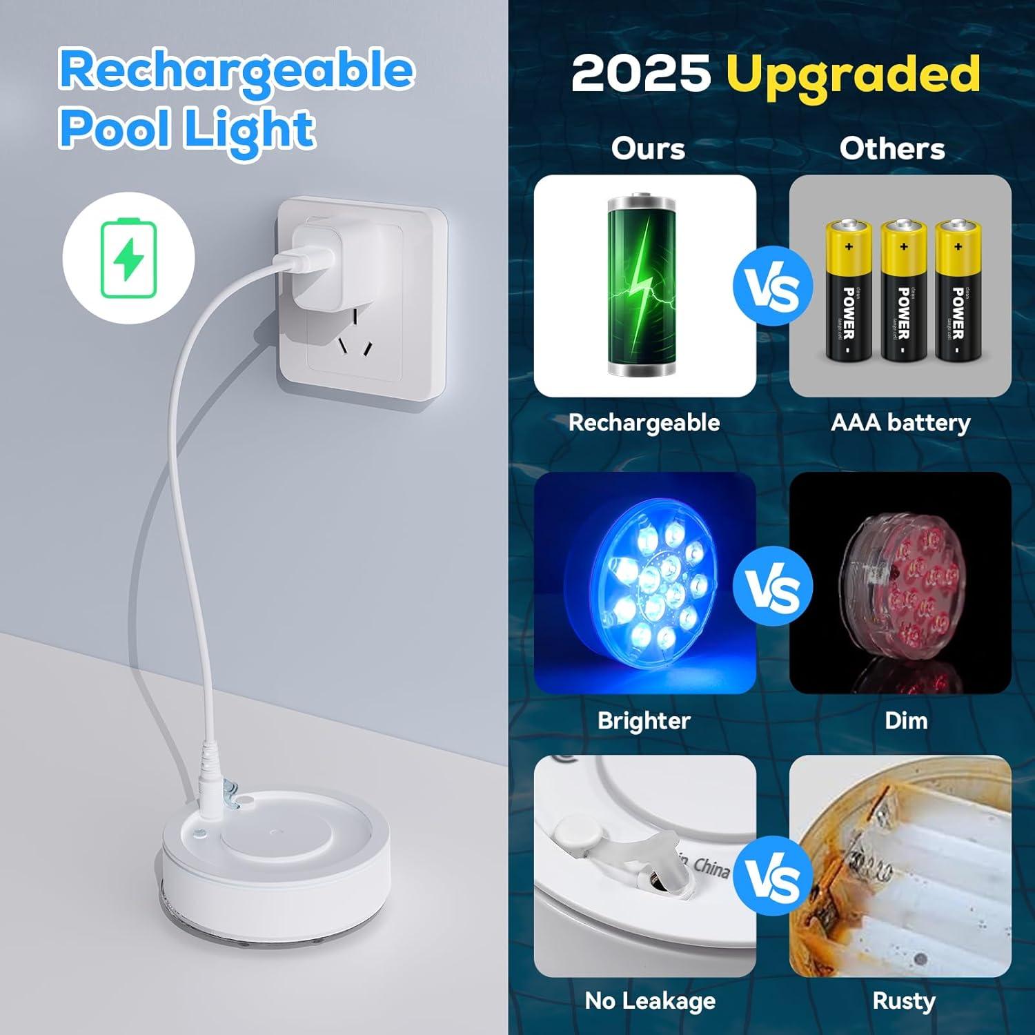 Luces LED subacuáticas recargables VICHTOP IP68 1-Pack