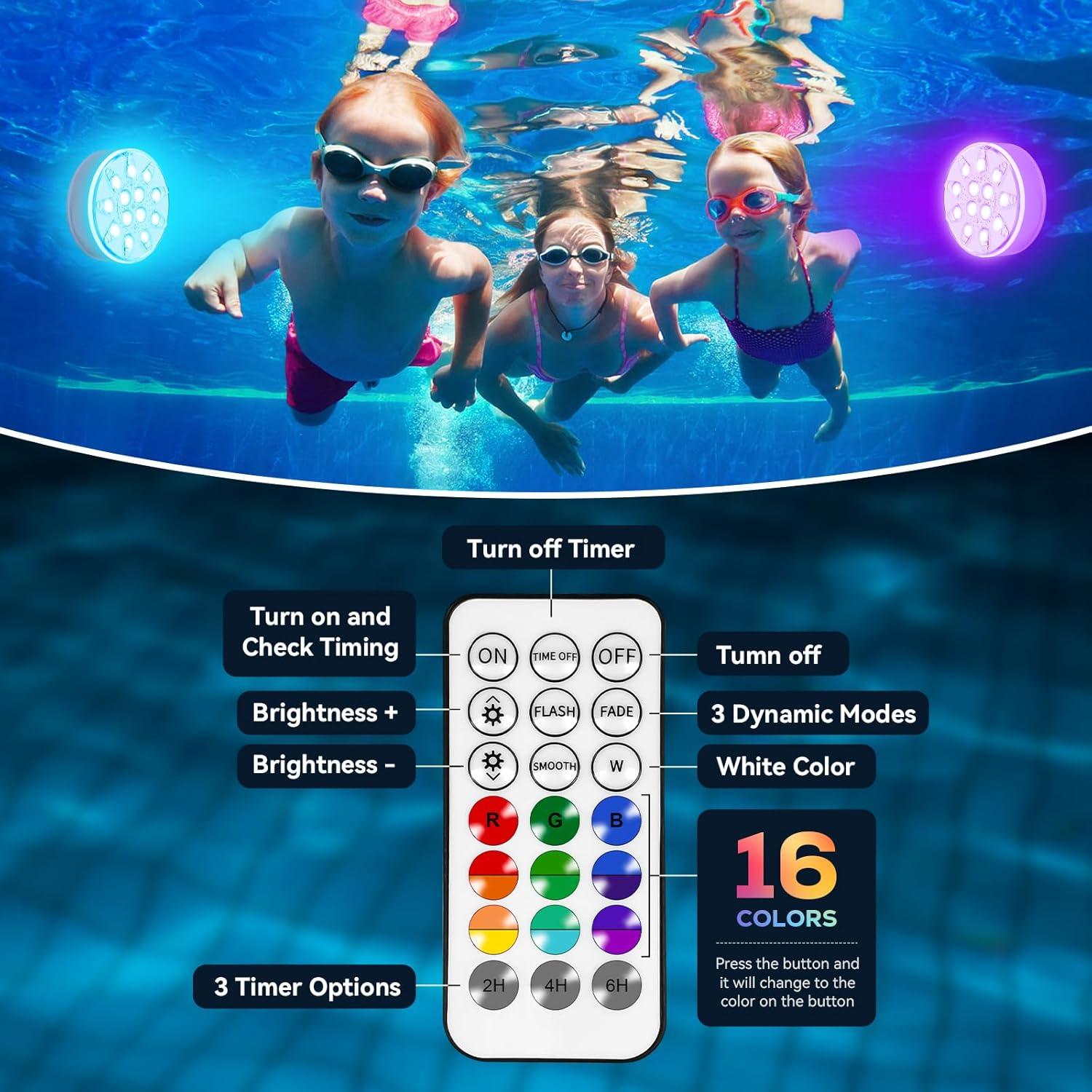 Luces LED subacuáticas recargables VICHTOP IP68 1-Pack