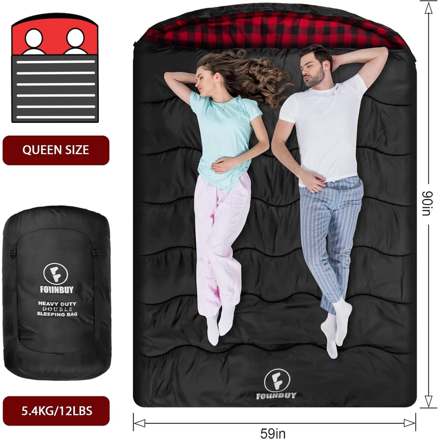 Saco de dormir doble Forinbuy 0°C Queen XXL impermeable