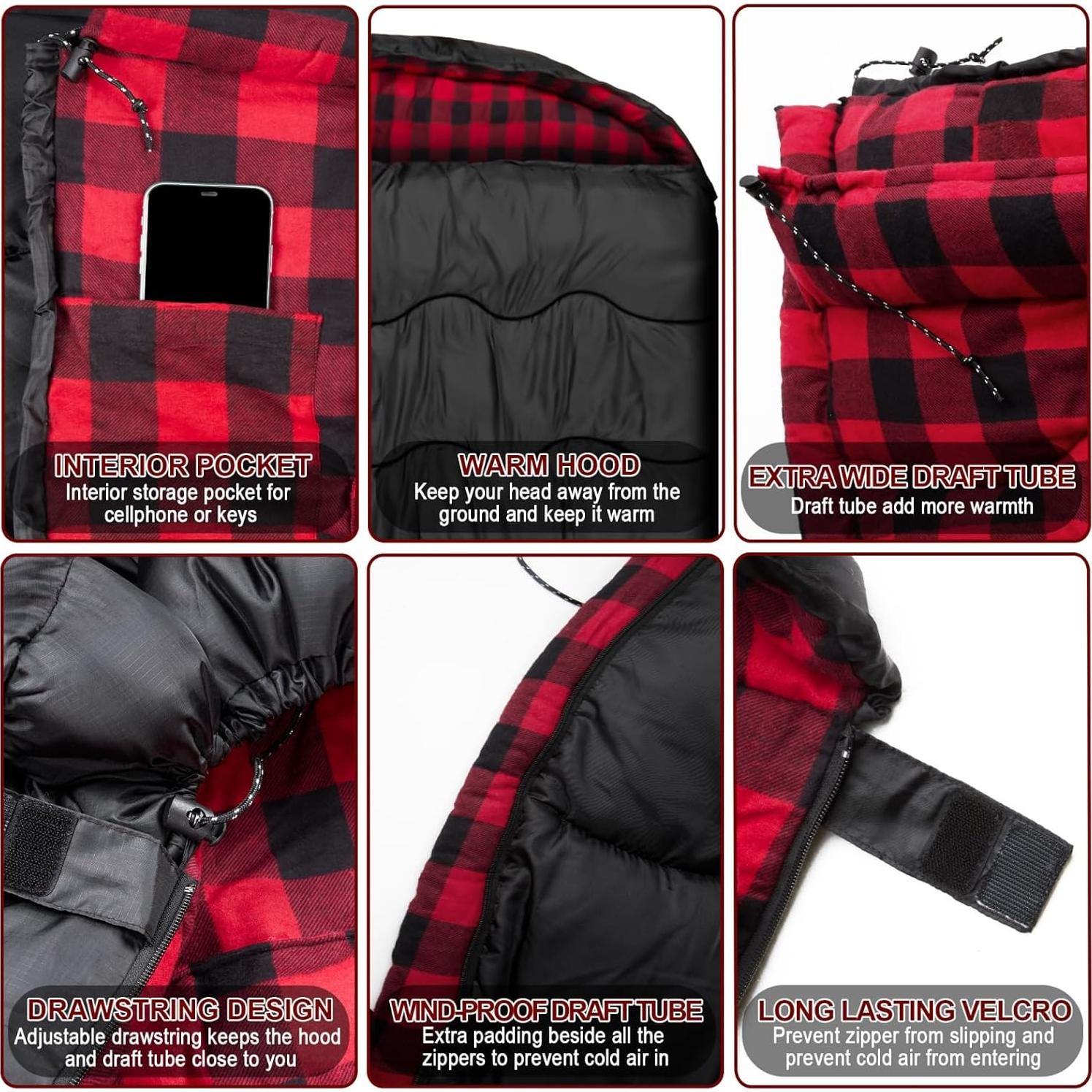 Saco de dormir doble Forinbuy 0°C Queen XXL impermeable